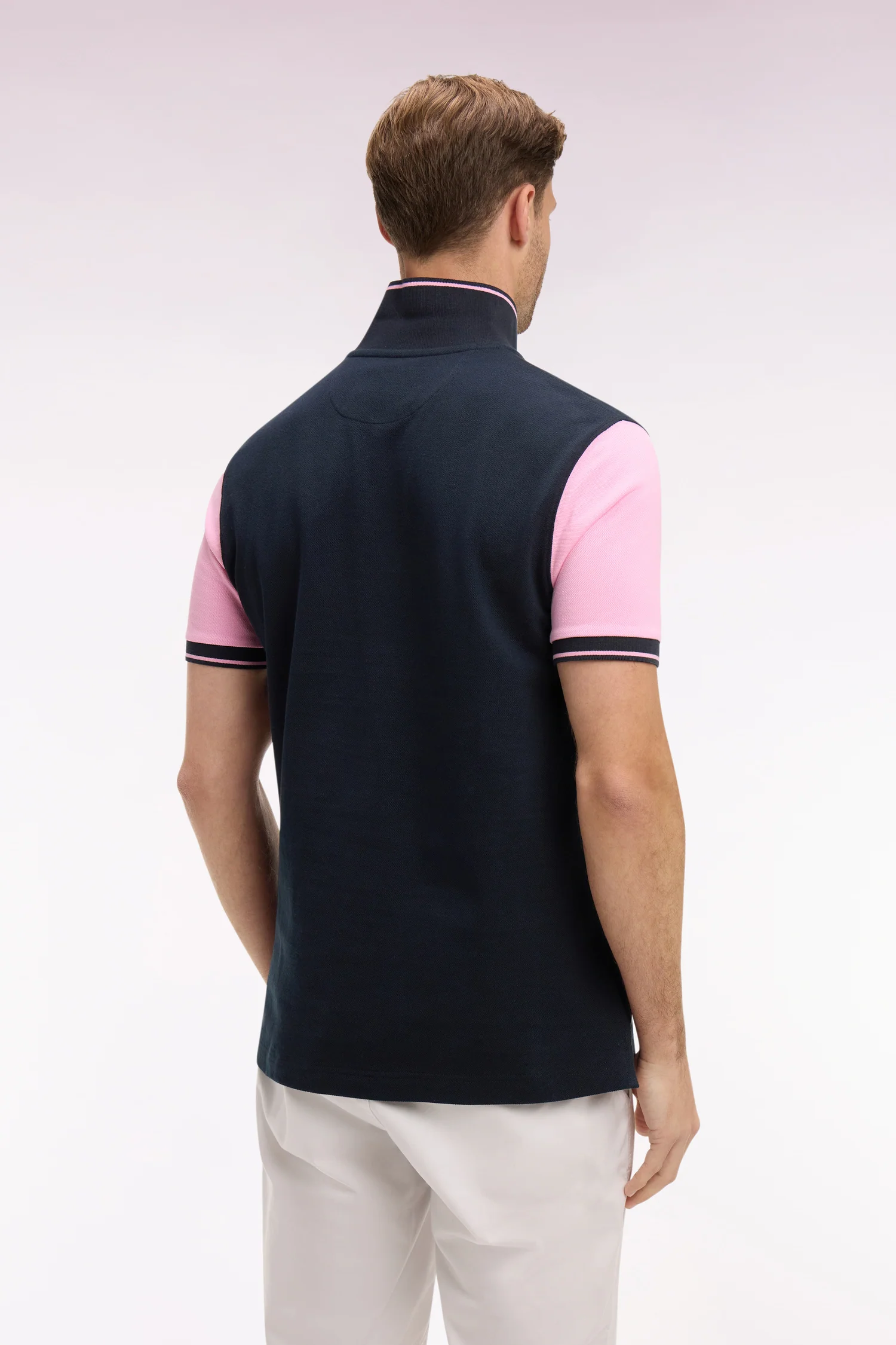 Polo à manches courtes en coton marine broderie Eden Park coupe regular - Image 5