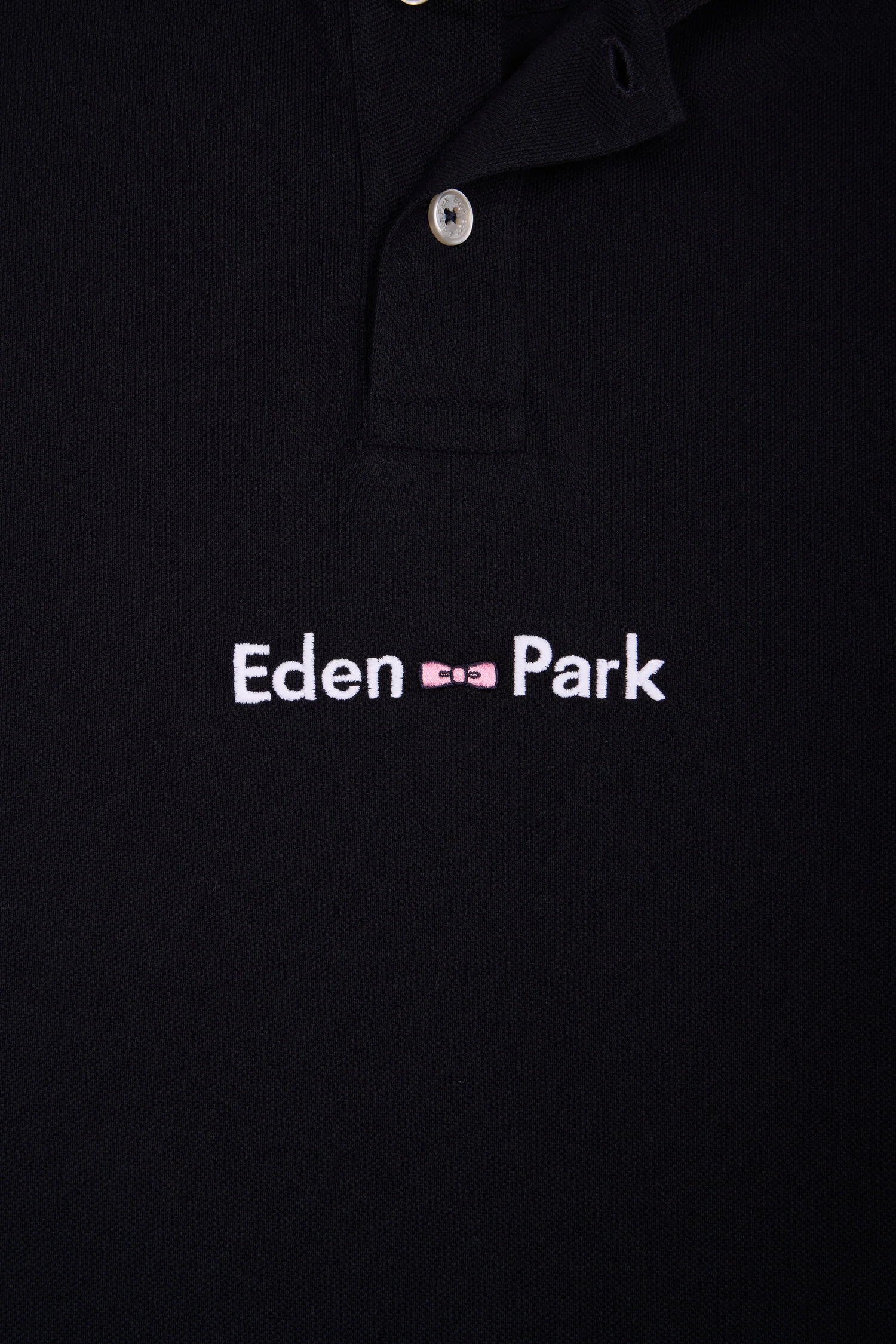 Polo à manches courtes en coton marine broderie Eden Park coupe regular - Image 6