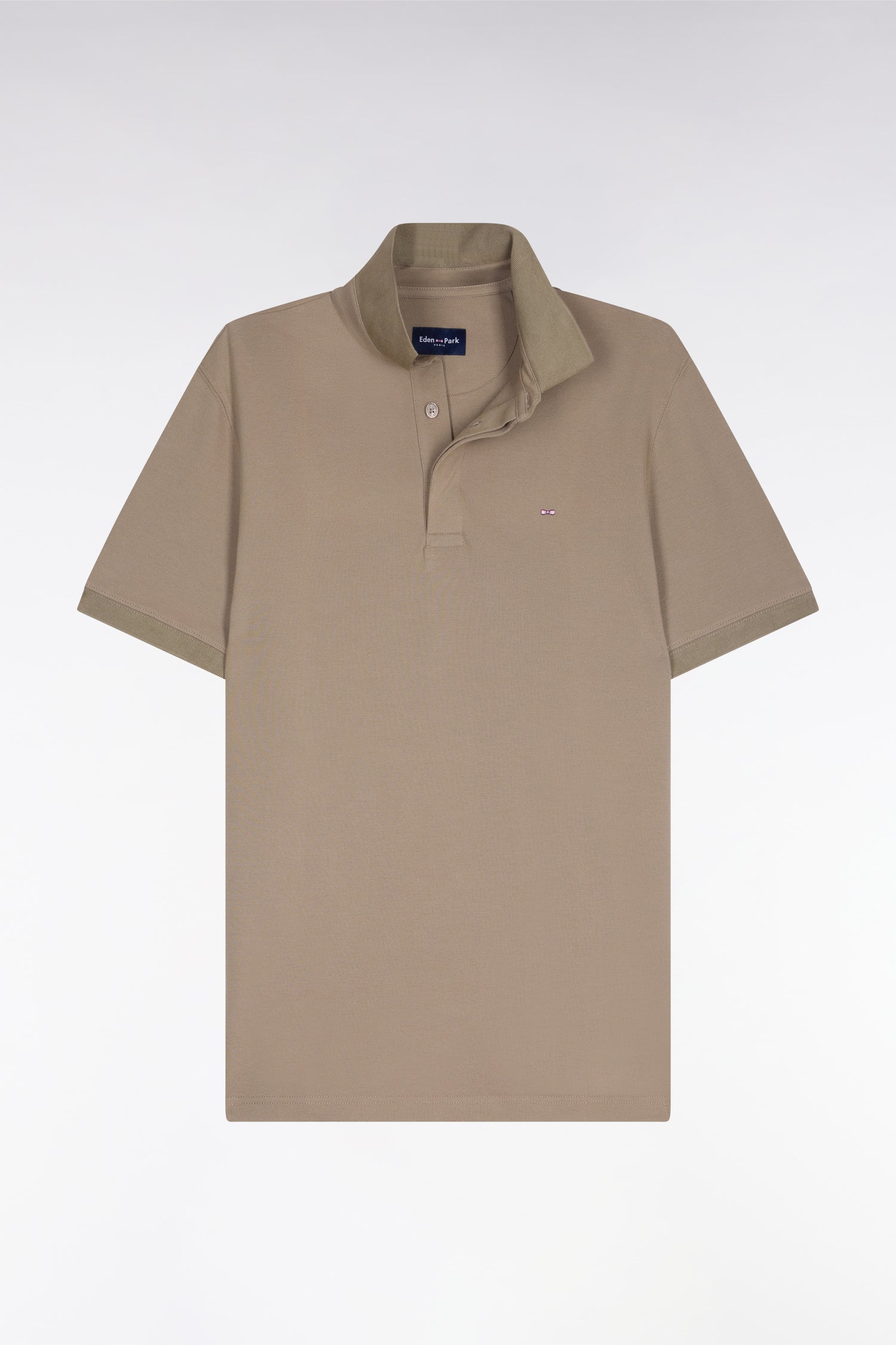 Polo à manches courtes en coton marron coupe slim - Image 2