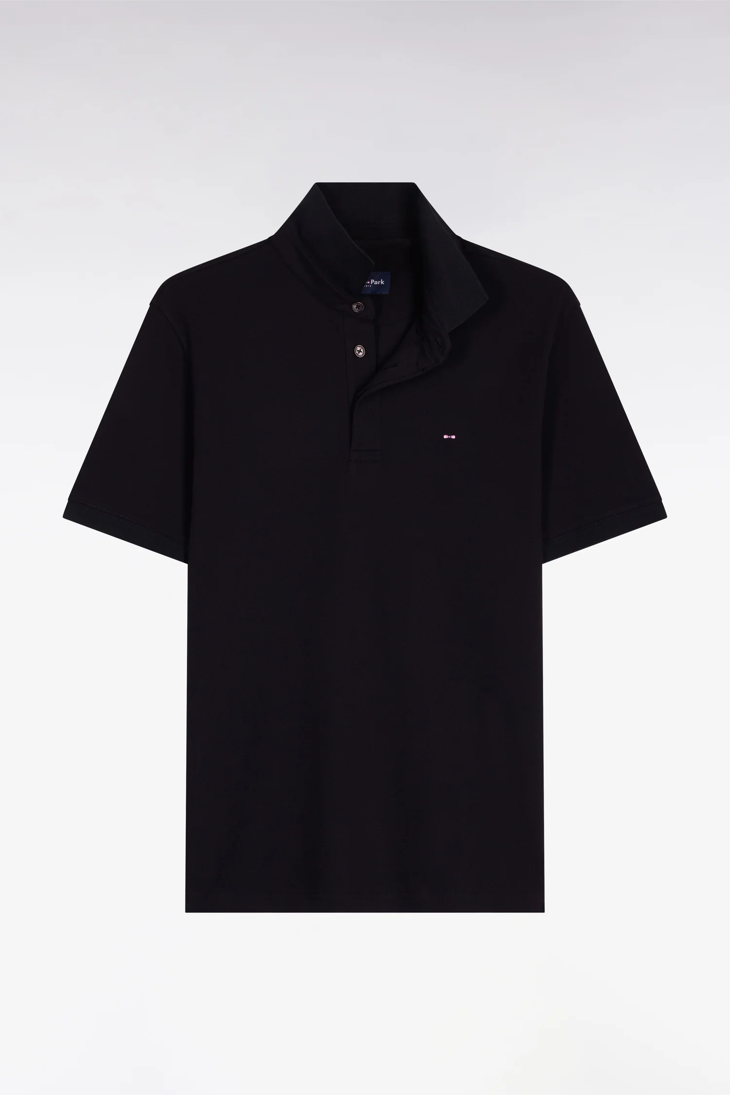 Polo à manches courtes en coton noir coupe slim - Image 2