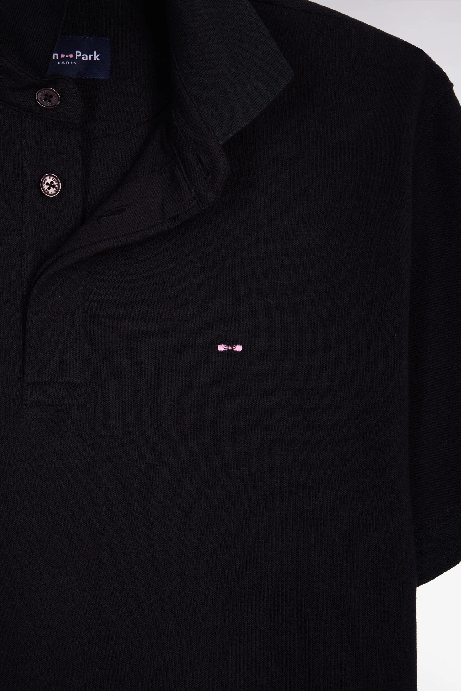 Polo à manches courtes en coton noir coupe slim - Image 6