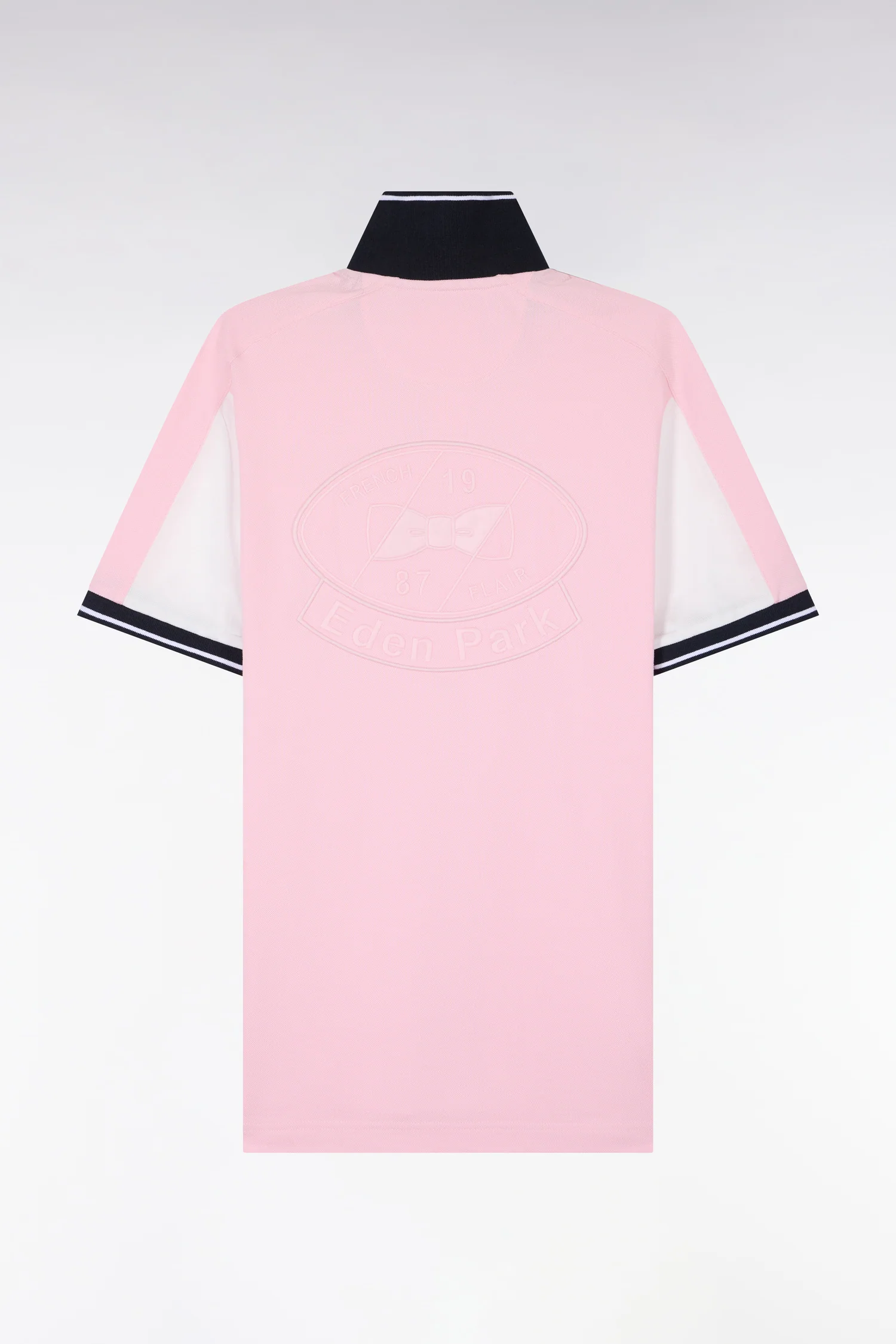 Polo à manches courtes en coton rose brodé coupe regular - Image 2