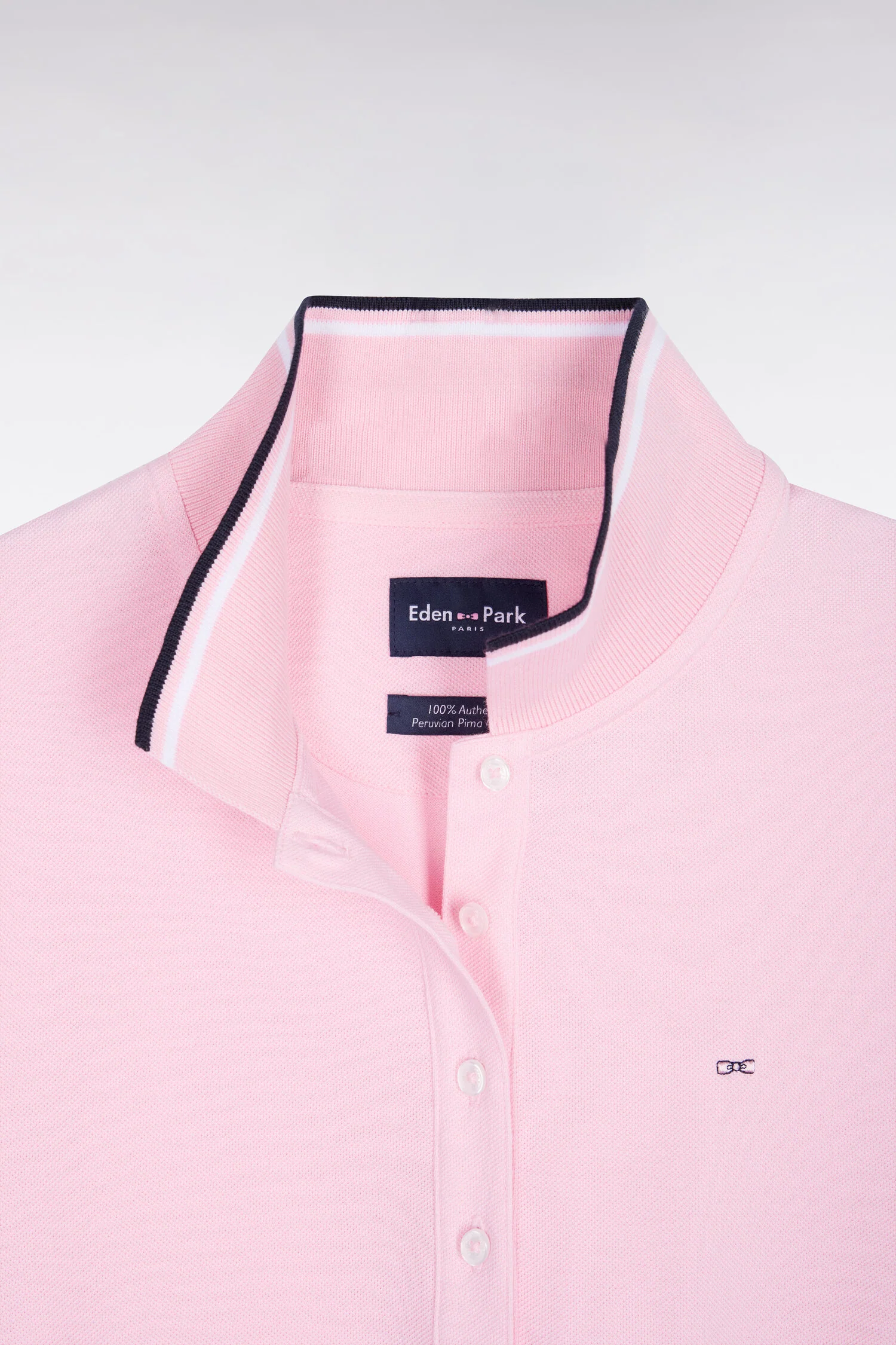 Polo à manches courtes en coton rose coupe regular - Image 6