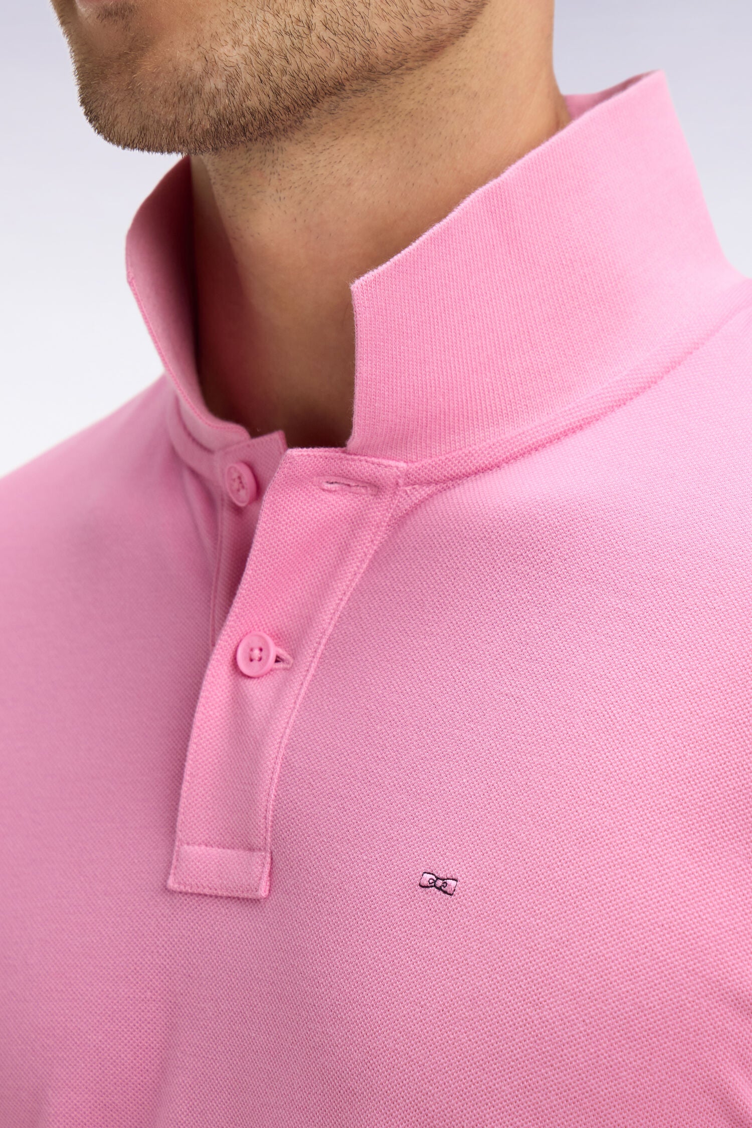 Polo à manches courtes en coton rose coupe regular - Image 4