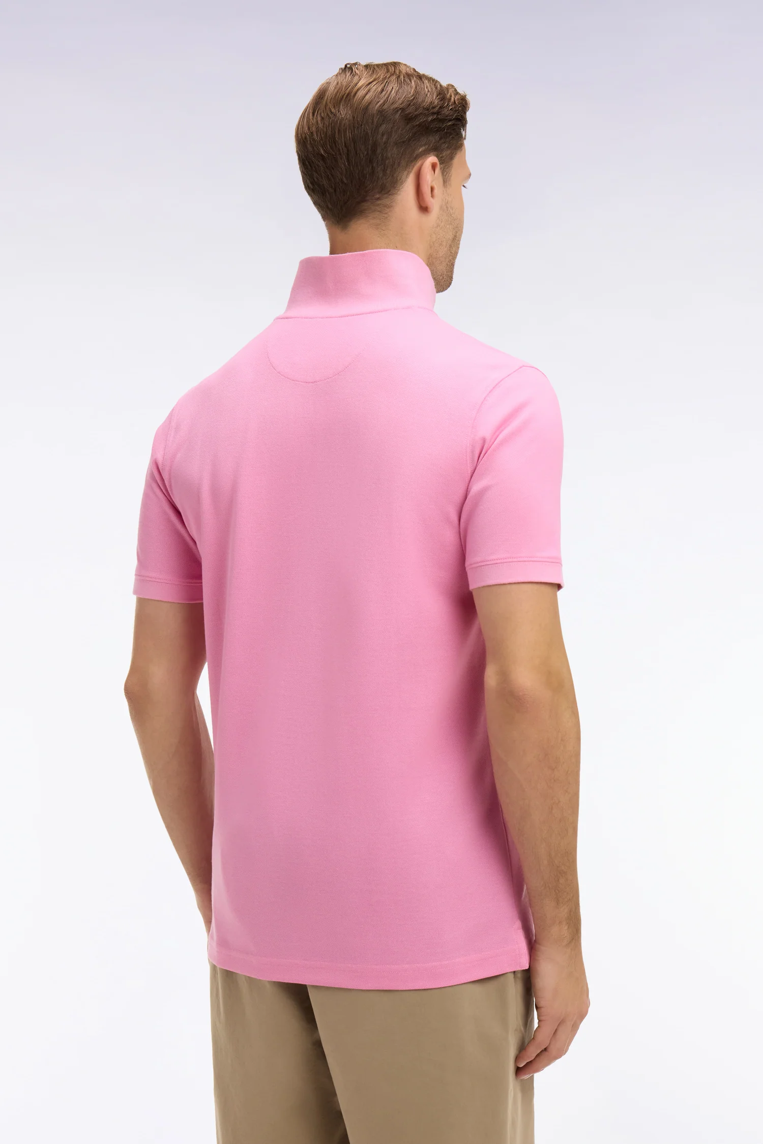 Polo à manches courtes en coton rose coupe regular - Image 5