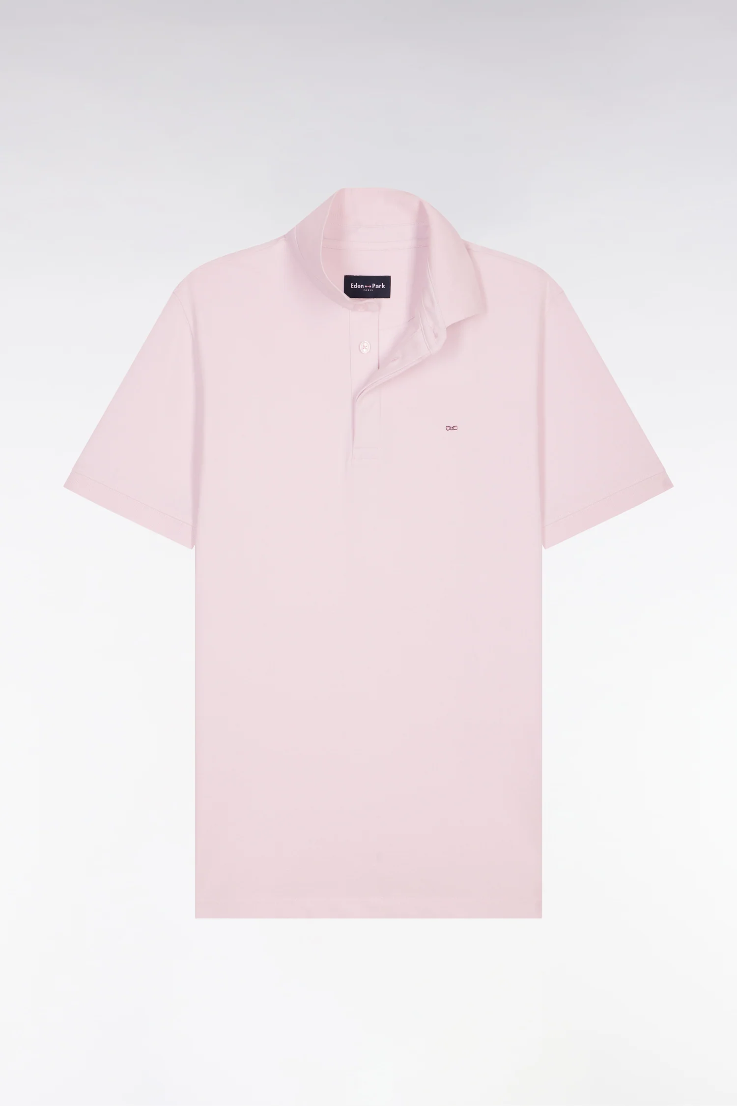 Polo à manches courtes en coton rose coupe slim - Image 2