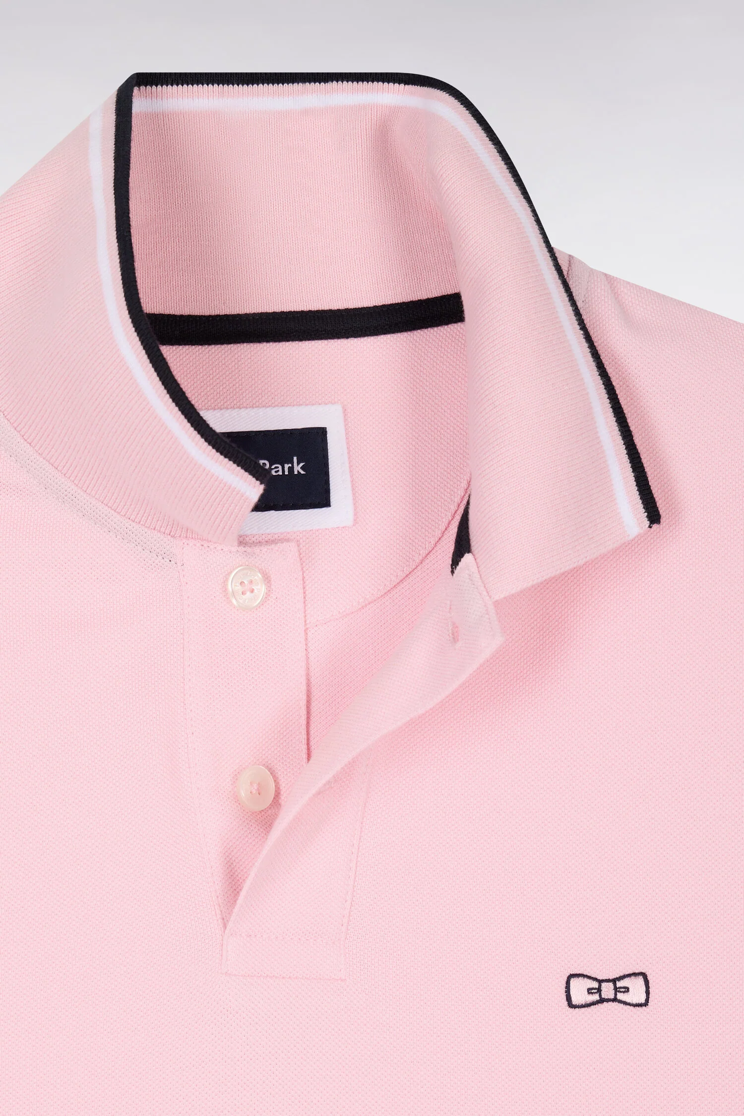Polo à manches courtes en coton rose détails rayés coupe regular - Image 6