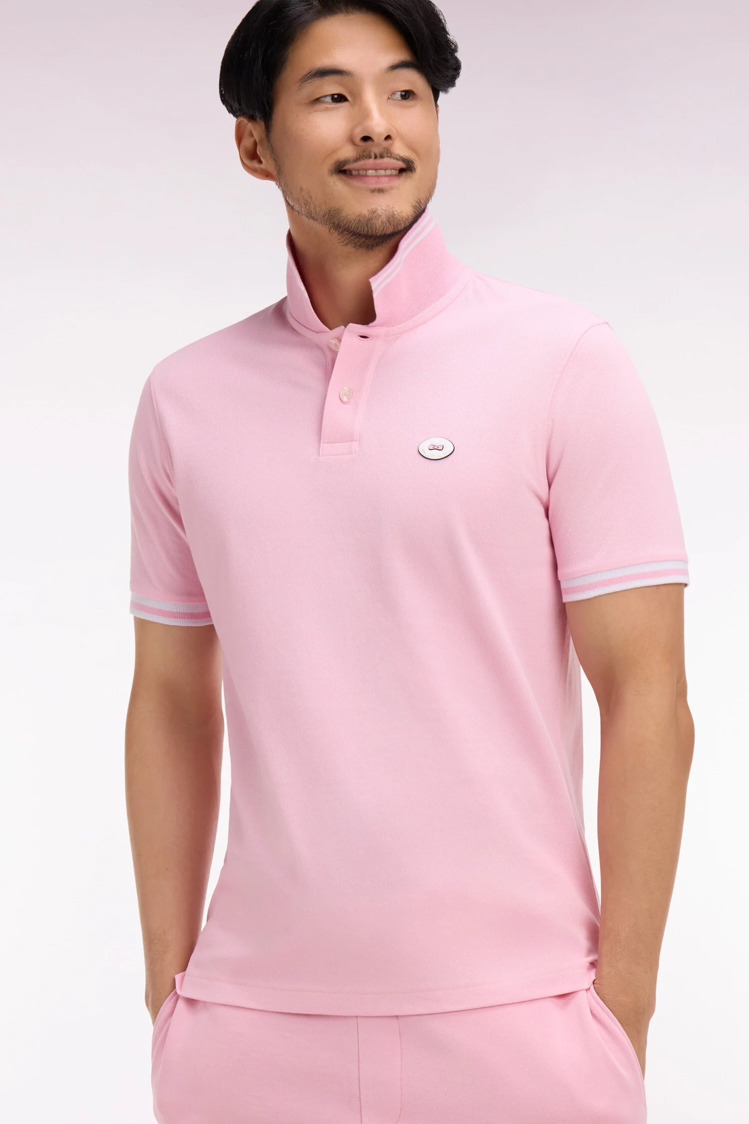 Polo à manches courtes en coton rose