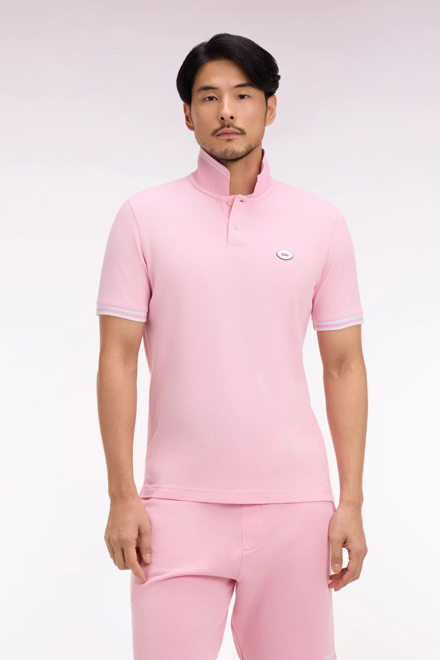 Polo à manches courtes en coton rose - Image 3
