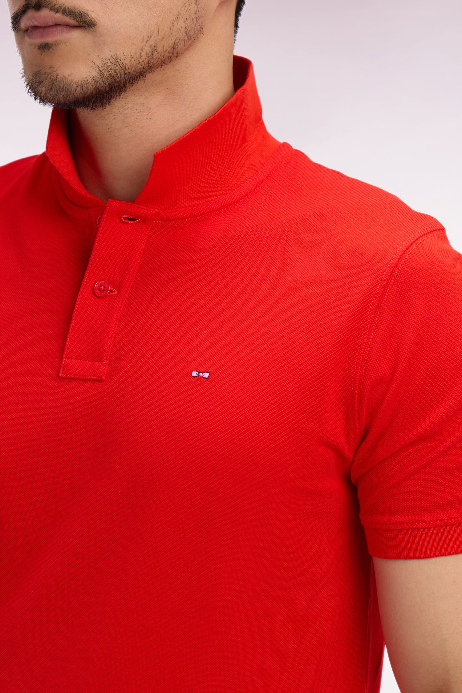 Polo à manches courtes en coton rouge coupe regular - Image 4