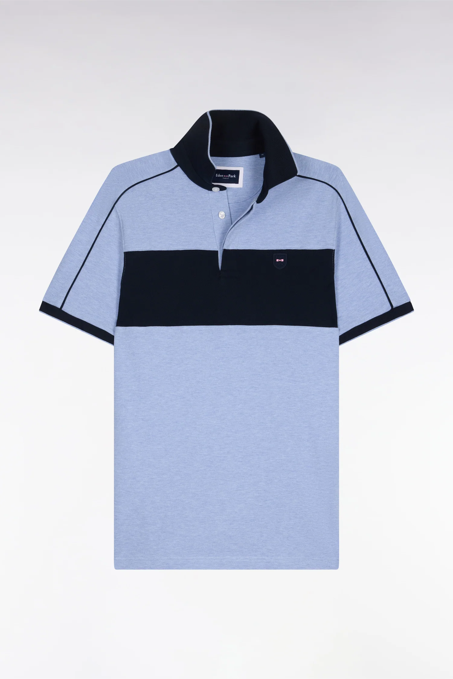 Polo à manches courtes en coton stretch ciel coupe slim - Image 2