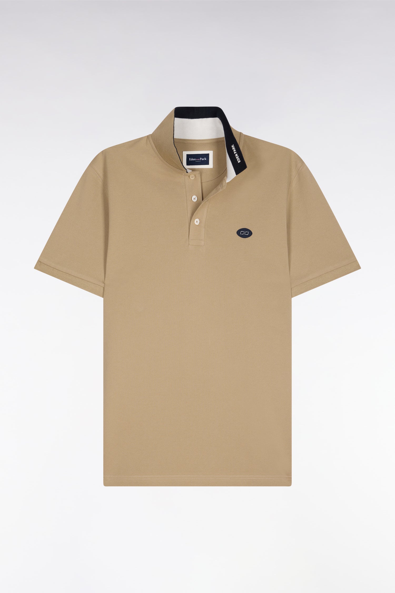 Polo à manches courtes en piqué coton beige coupe regular - Image 2