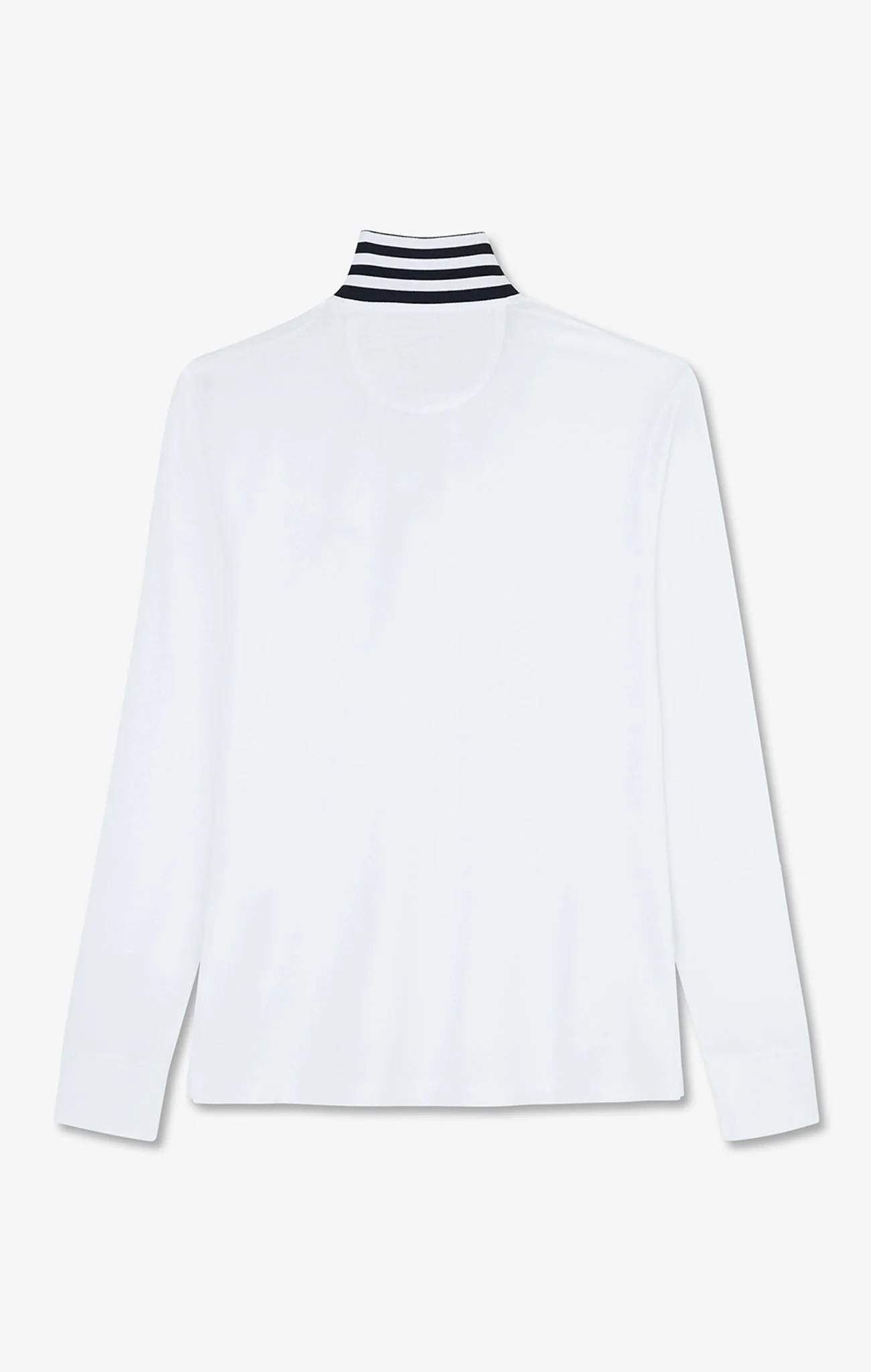 Polo manches longues blanc en coton avec col contrasté - Image 7