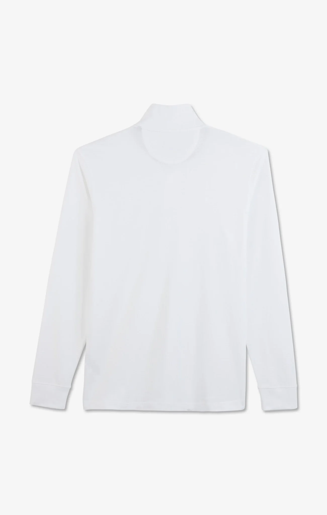 Polo manches longues blanc uni en piqué de coton stretch - Image 4