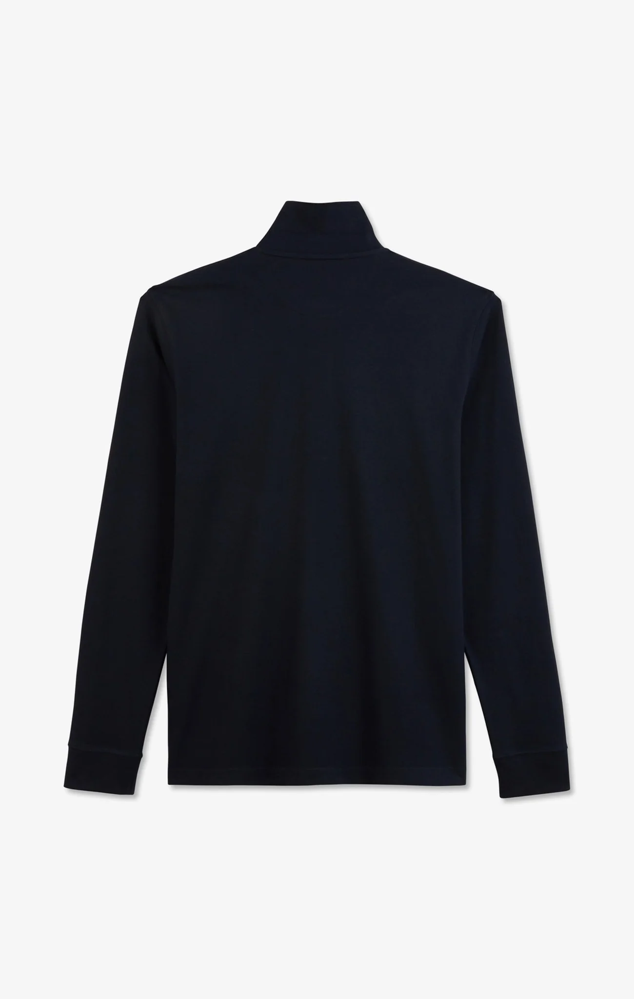 Polo manches longues bleu marine uni en piqué de coton stretch - Image 4