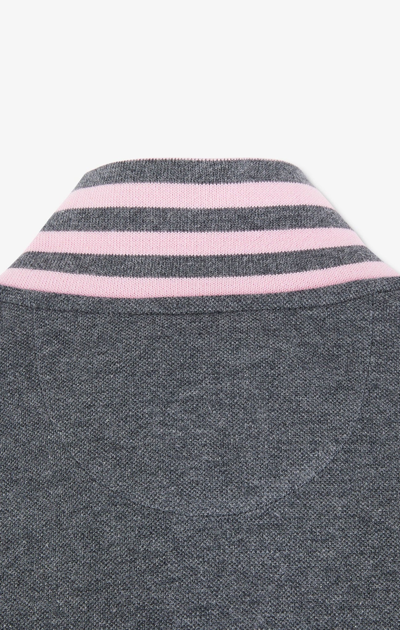 Polo manches longues gris en coton avec col contrasté - Image 9