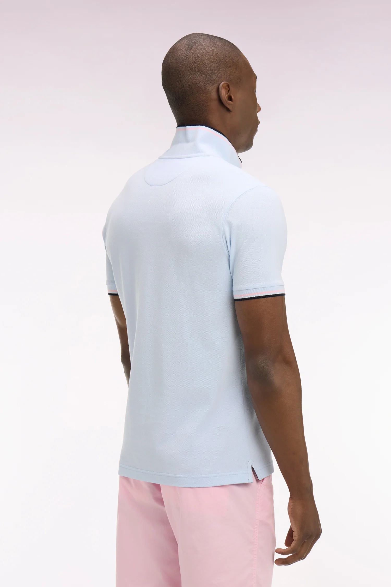 Polo manches courtes en coton ciel détails rayés coupe regular - Image 5