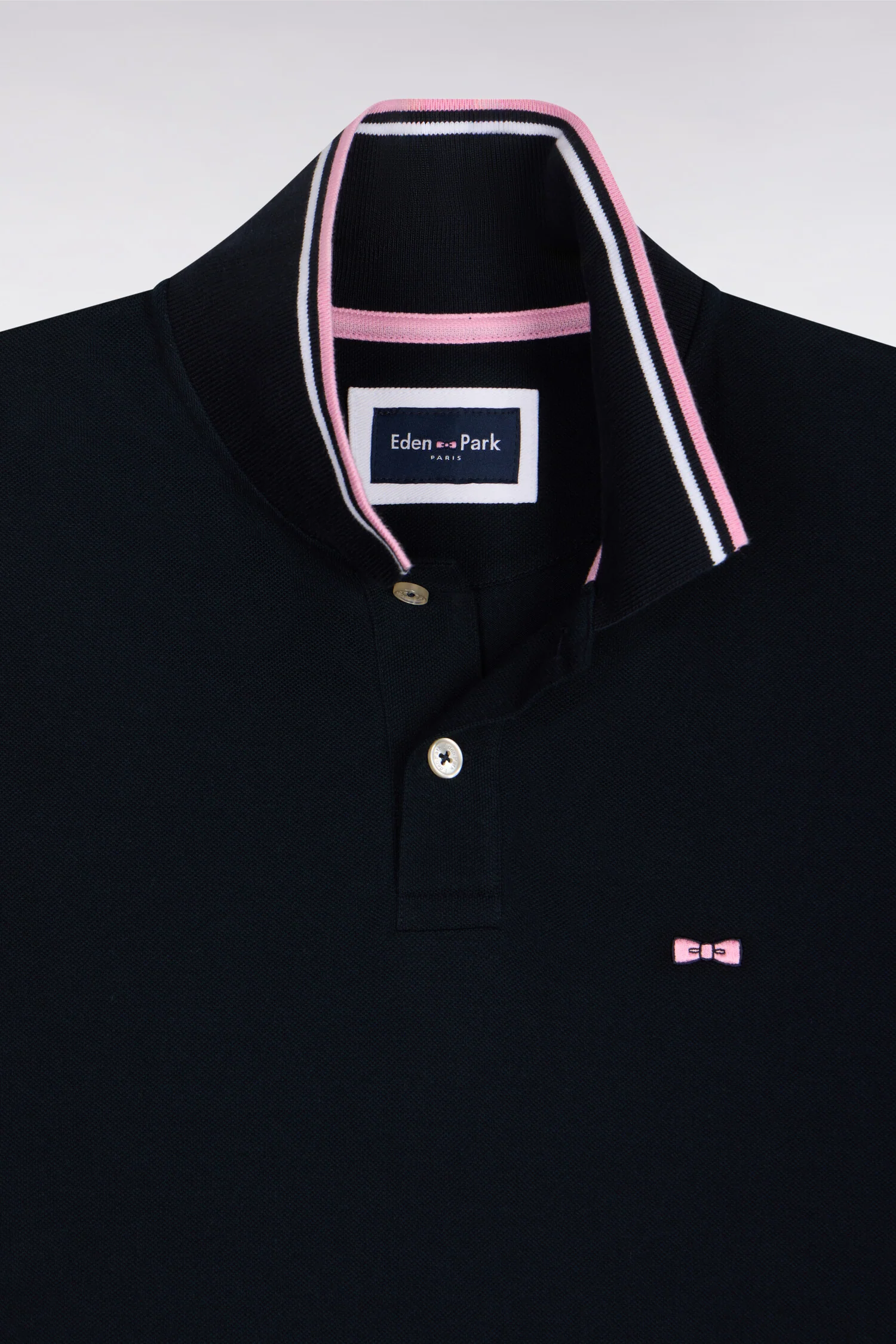 Polo manches courtes en coton marine détails rayés coupe regular - Image 6