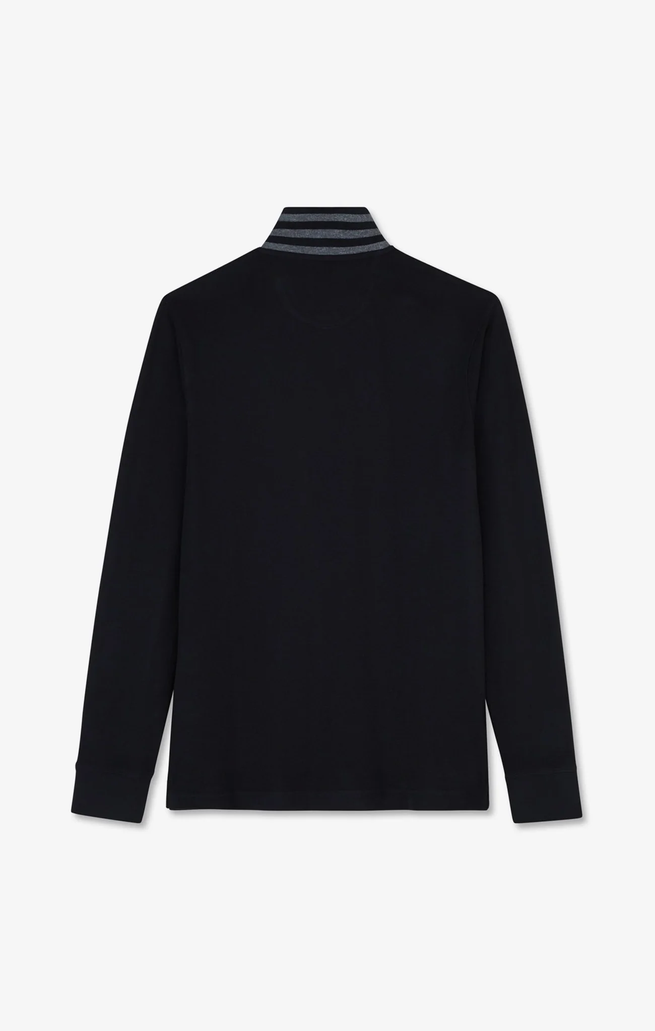 Polo manches longues noir en coton avec col contrasté - Image 6