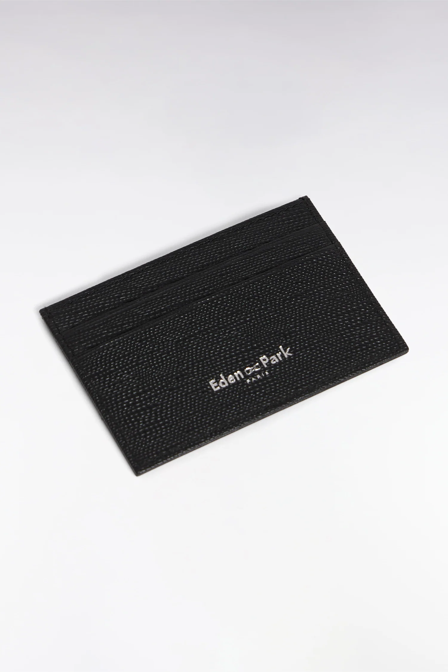 Porte-cartes bimatière en cuir noir - Image 2