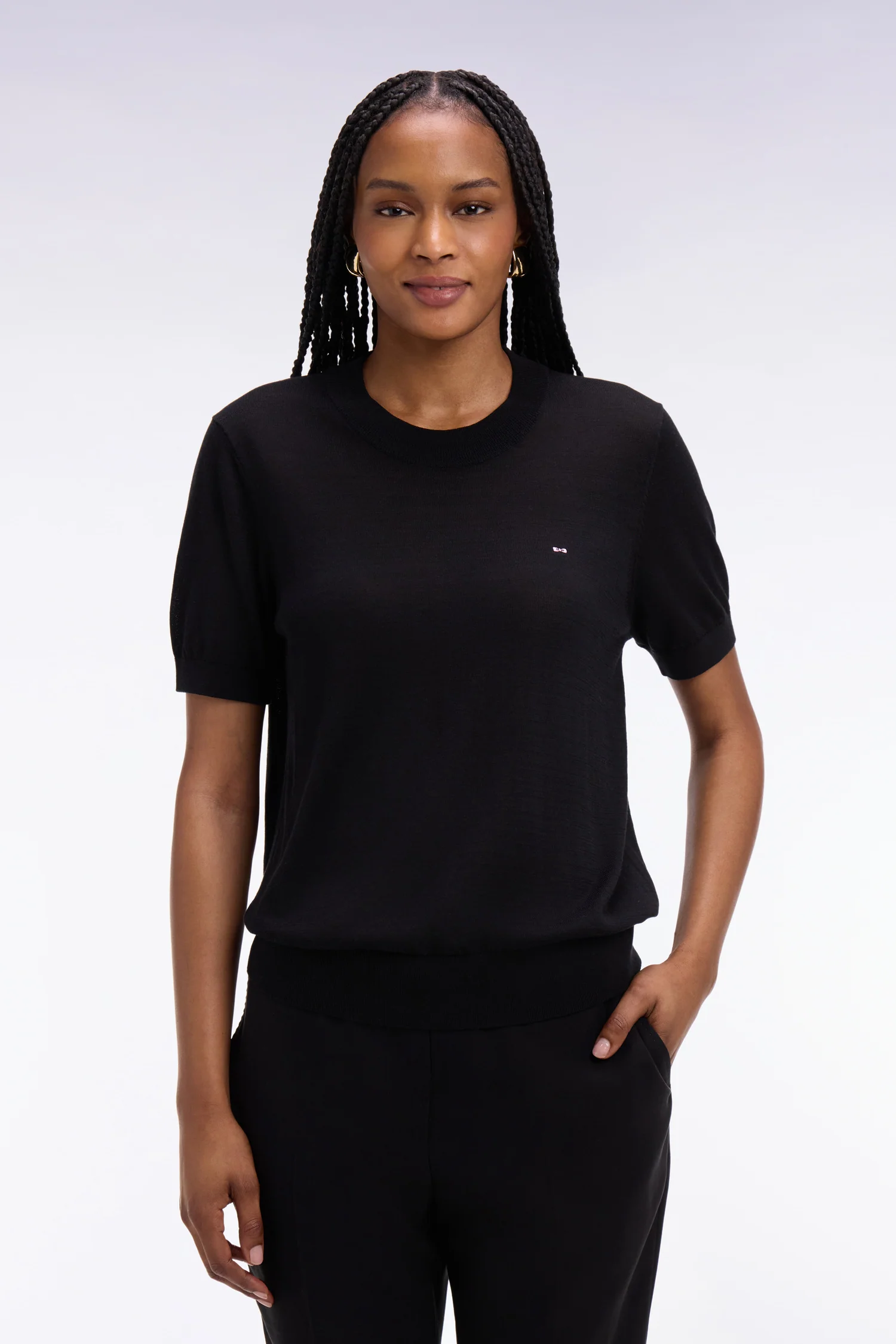 Pull à manches courtes noir coupe regular - Image 3