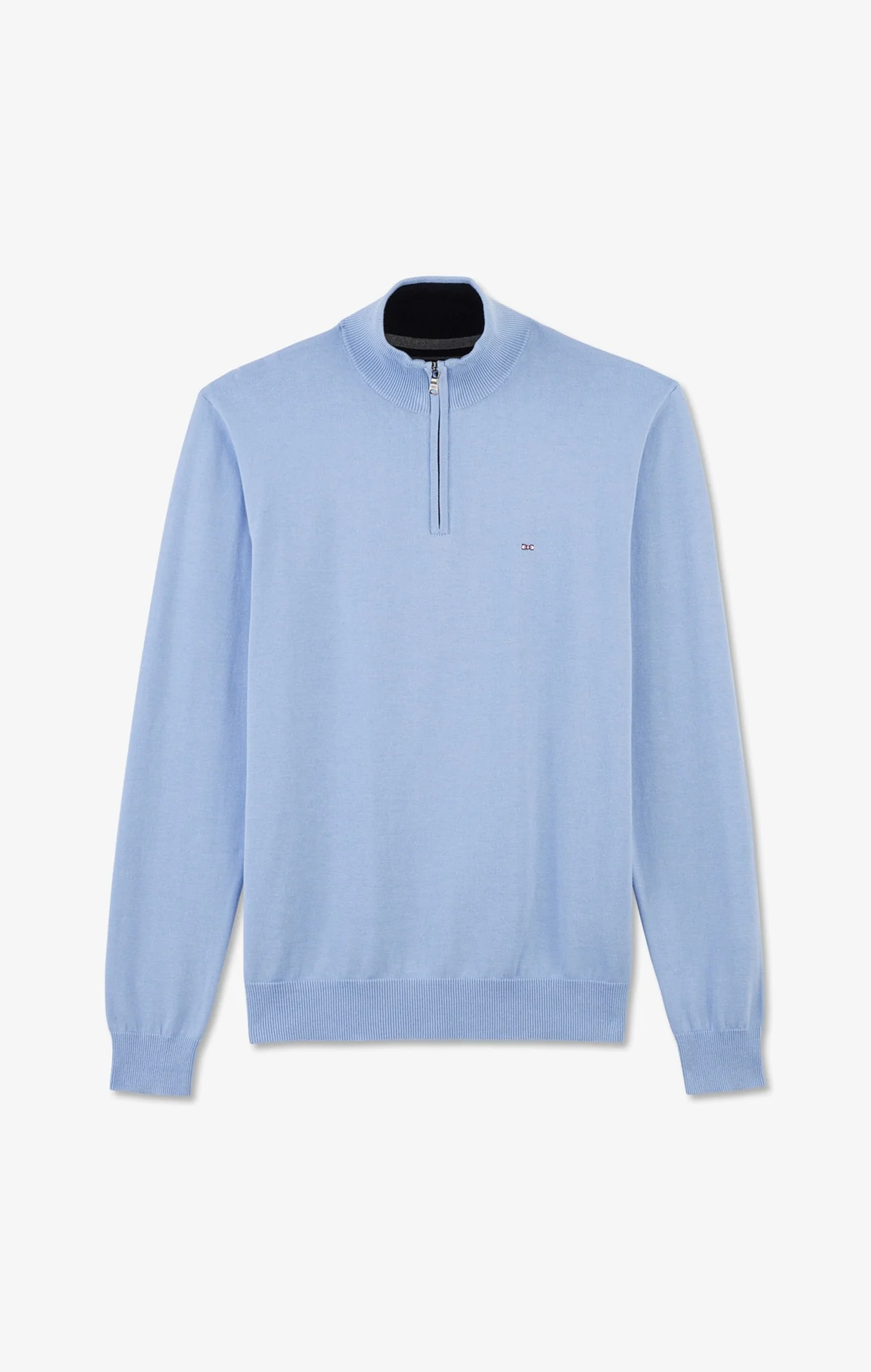 Pull bleu à col camionneur en coton - Image 2