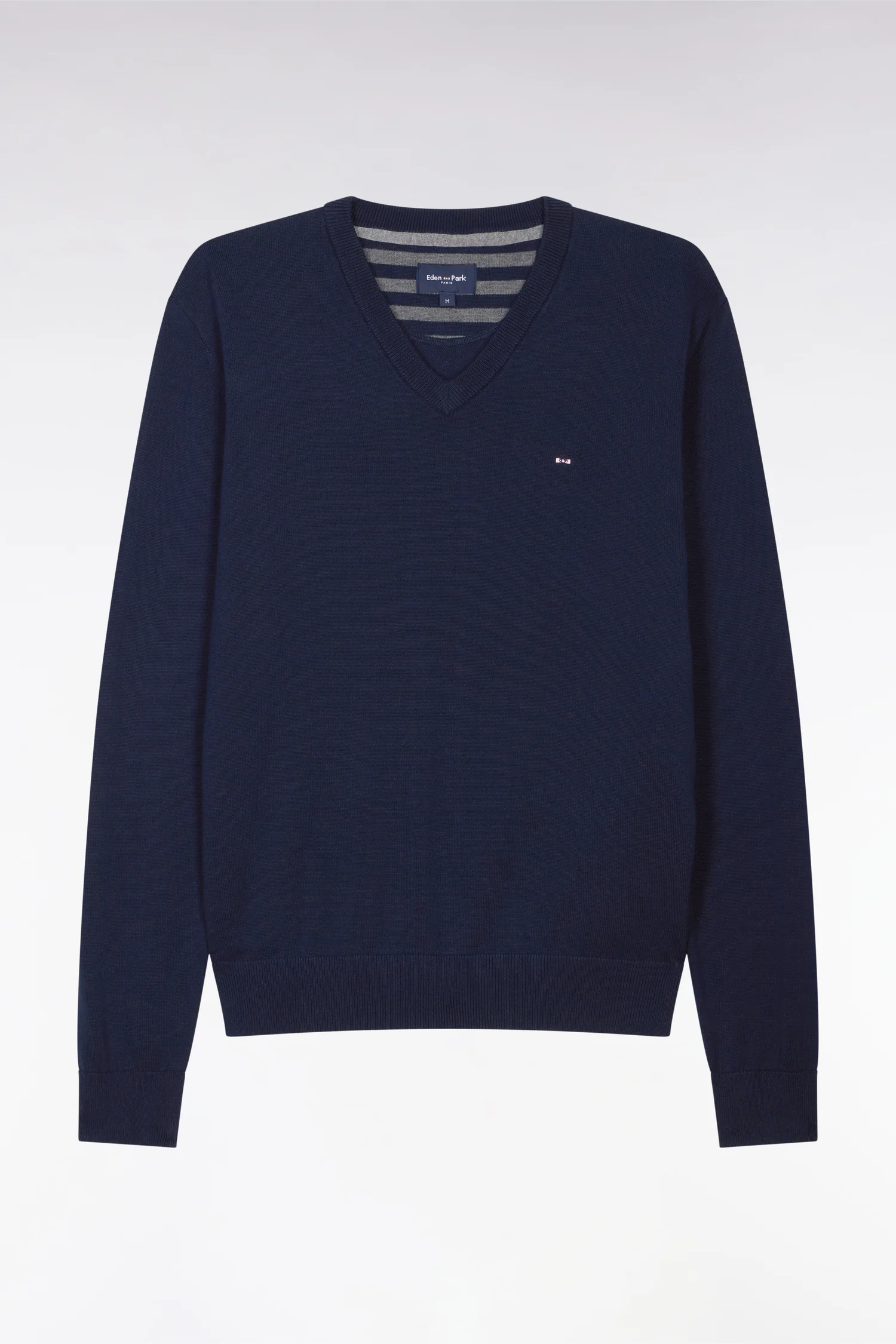 Pull bleu marine à col V en coton - Image 2