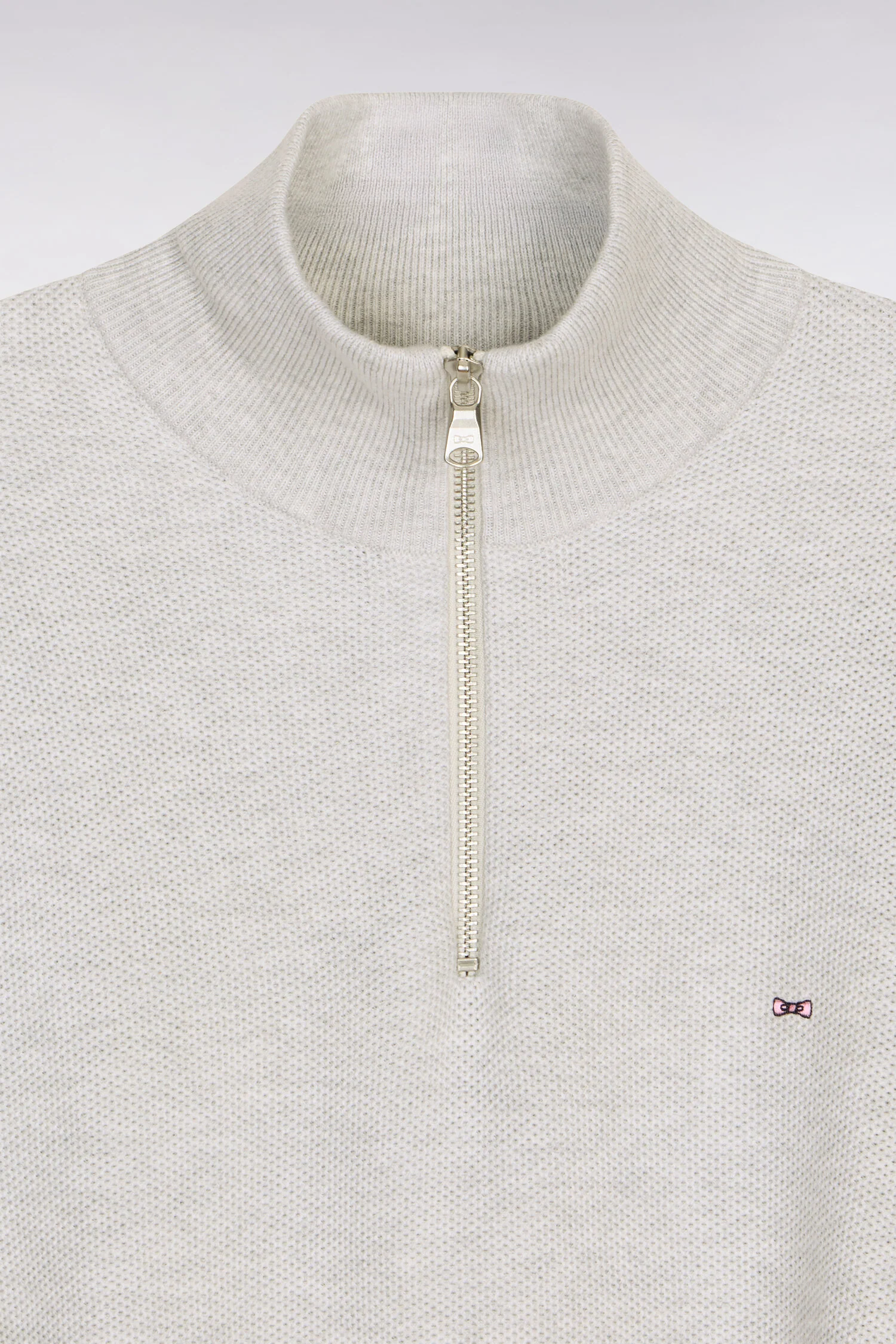 Pull col camionneur en coton gris clair - Image 6
