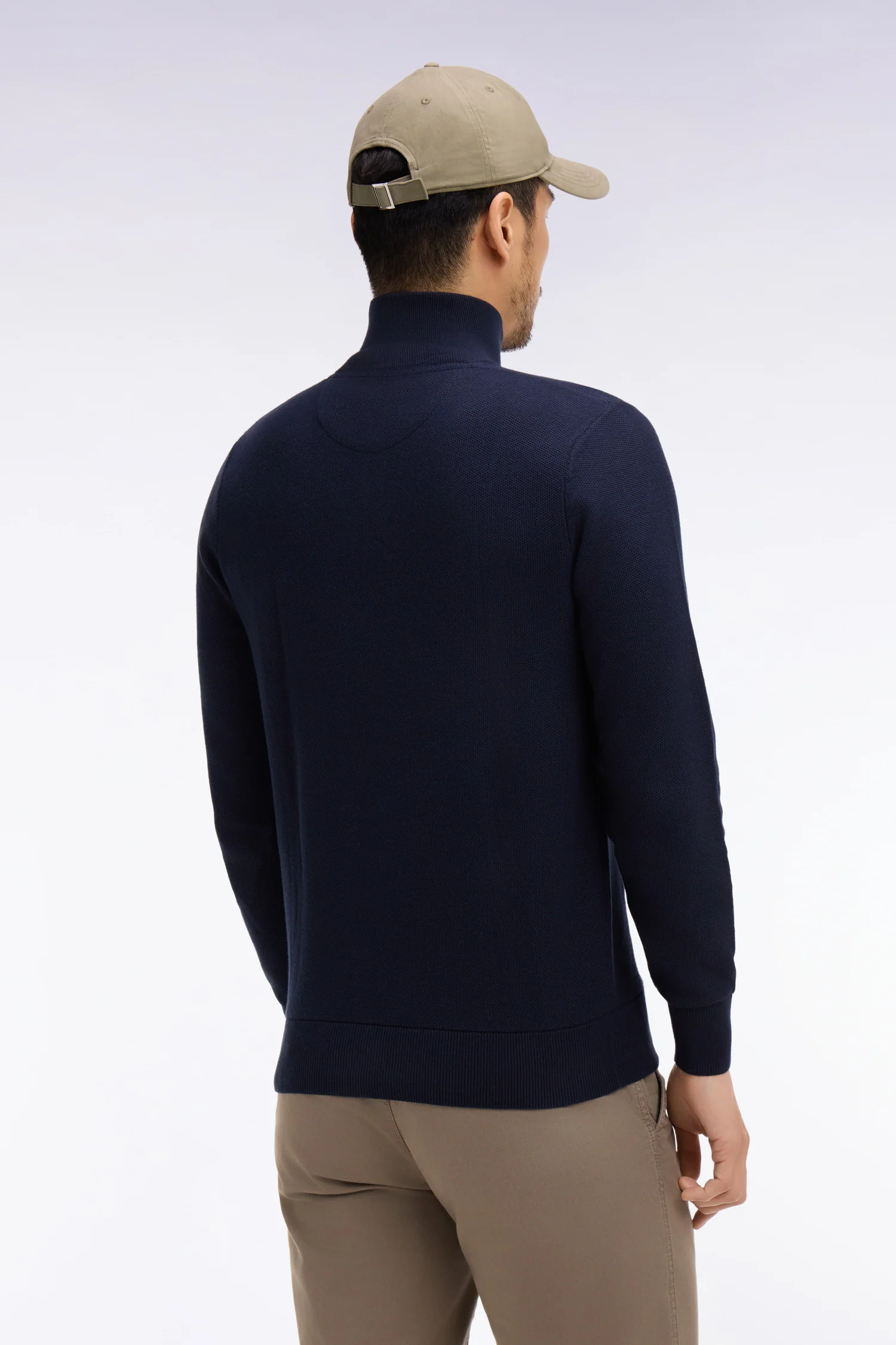 Pull col camionneur en coton marine - Image 5