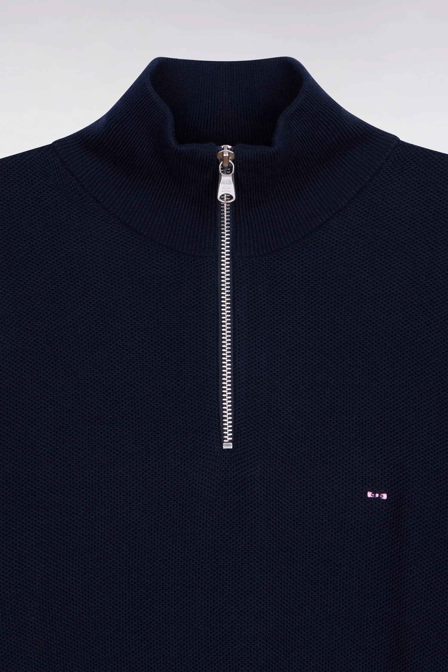Pull col camionneur en coton marine - Image 6