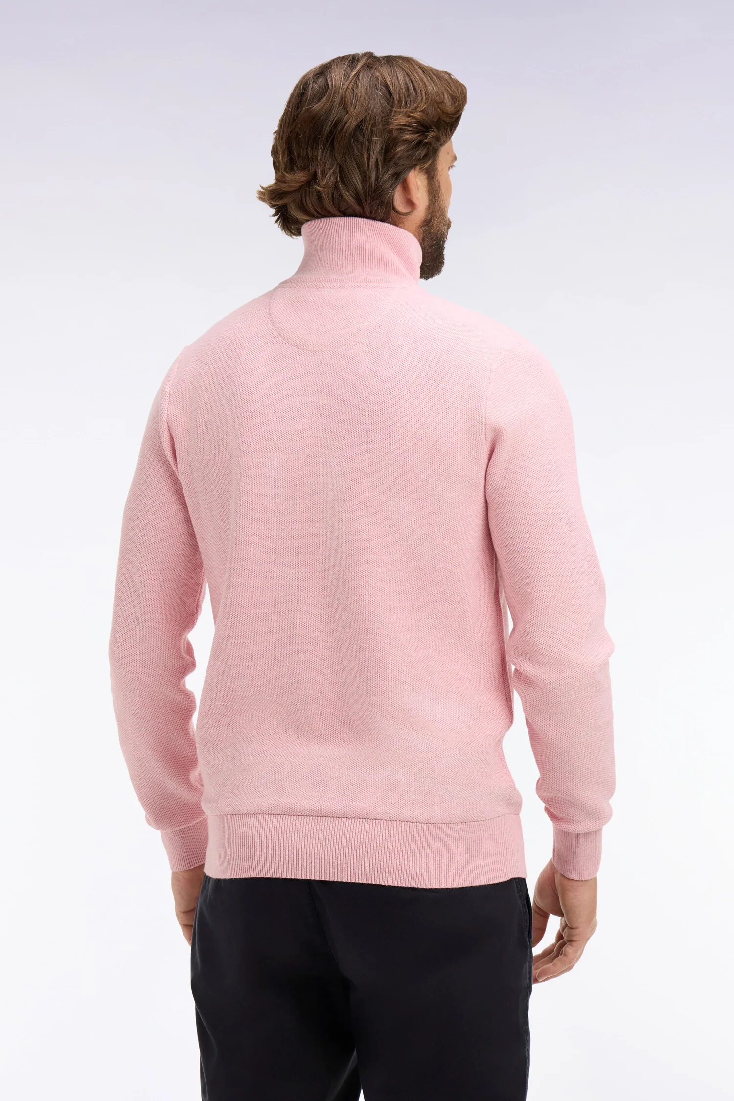 Pull col camionneur en coton rose - Image 5