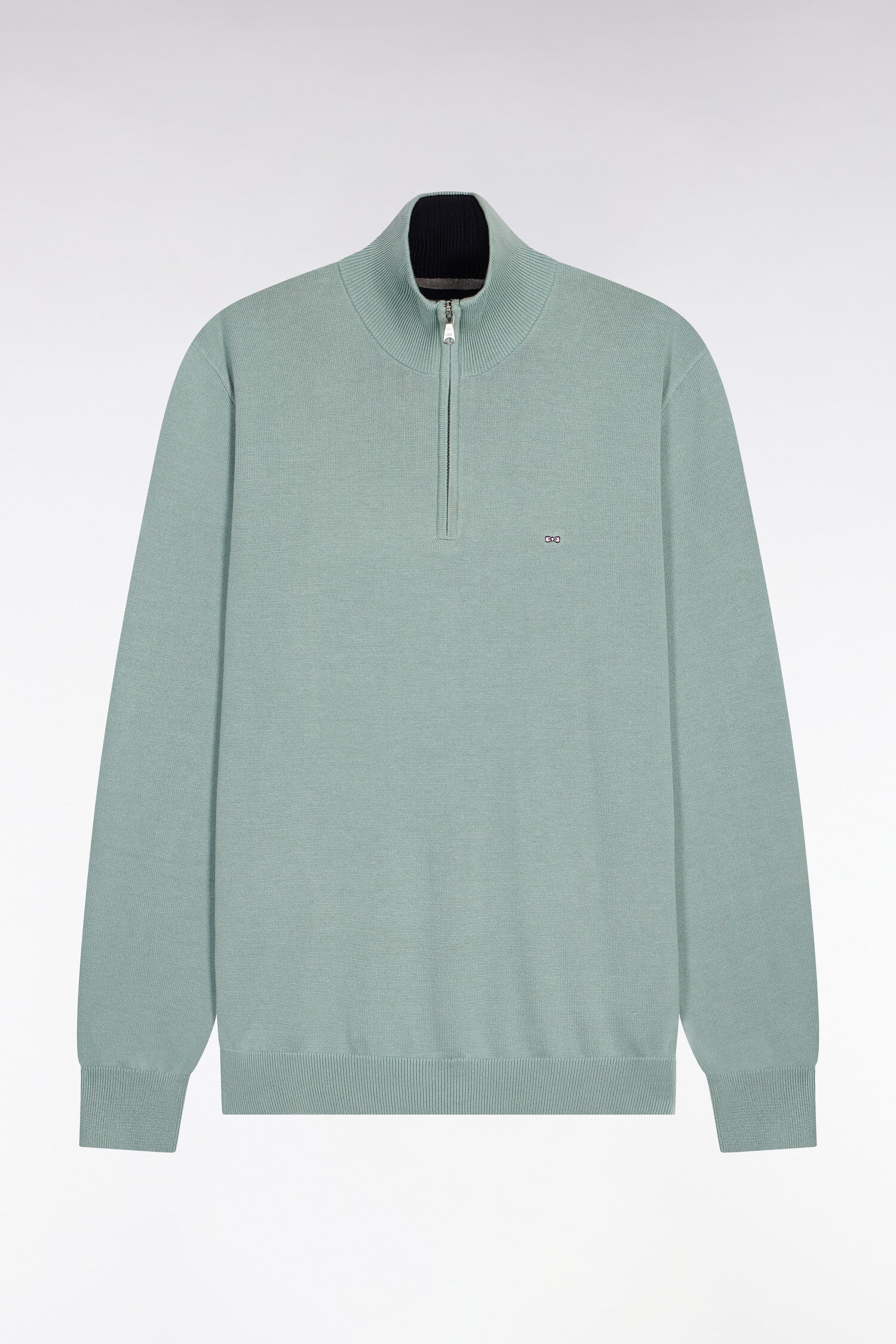 Pull col camionneur en coton vert d'eau - Image 2
