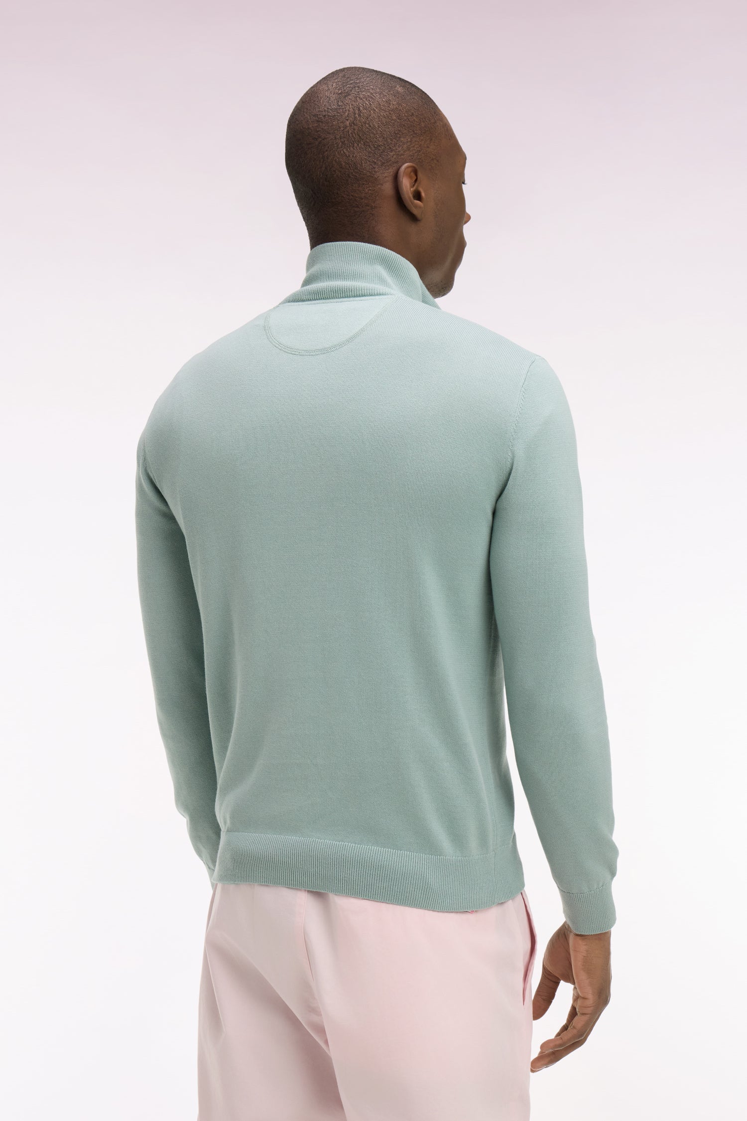 Pull col camionneur en coton vert d'eau - Image 5