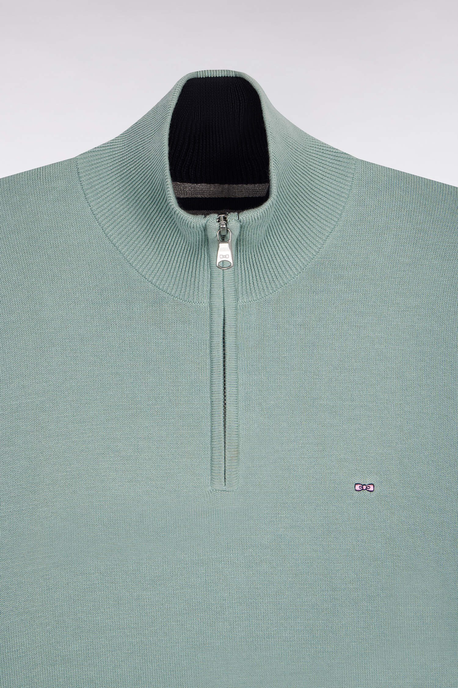 Pull col camionneur en coton vert d'eau - Image 6