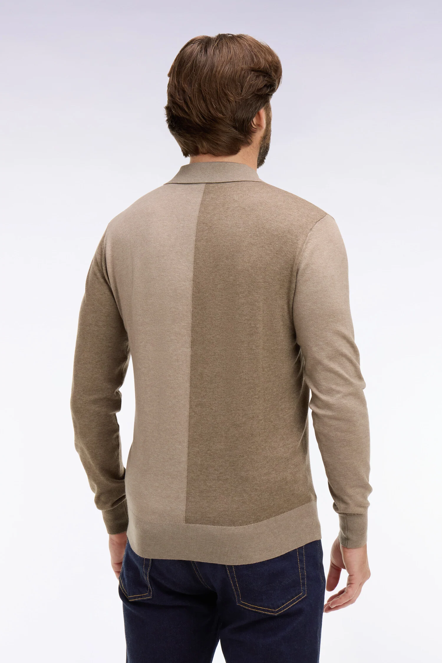 Pull col maillot en coton et lyocell mélangés beige - Image 5