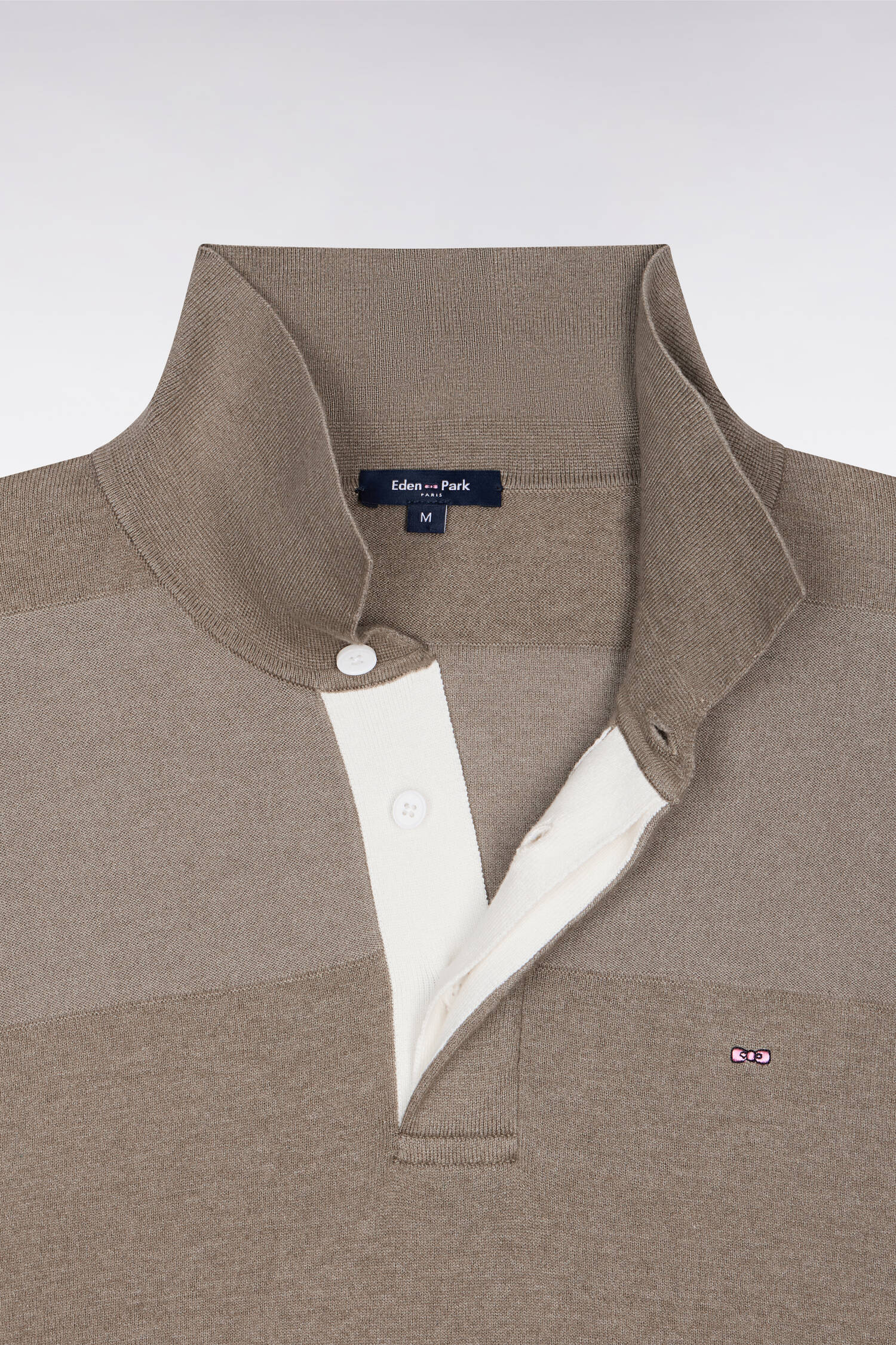 Pull col maillot rayé en coton et lyocell mélangés beige - Image 6