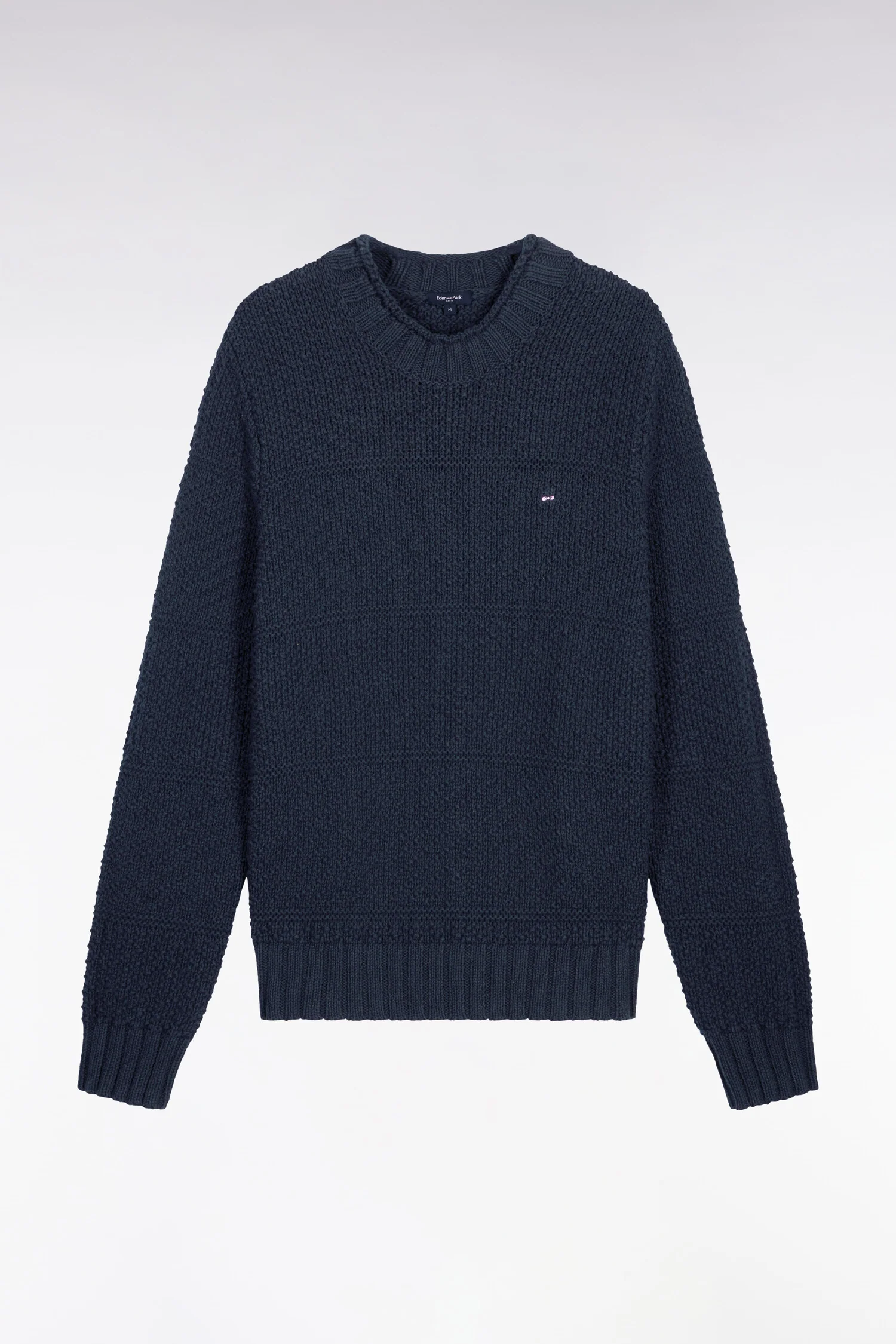 Pull col montant en lin et coton marine - Image 2