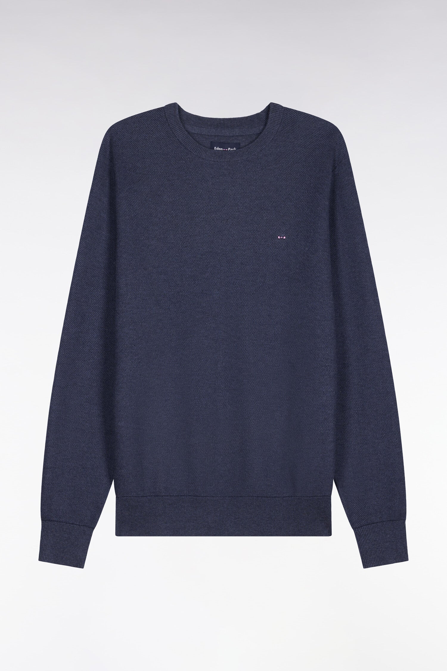 Pull col rond en coton bleu foncé - Image 2