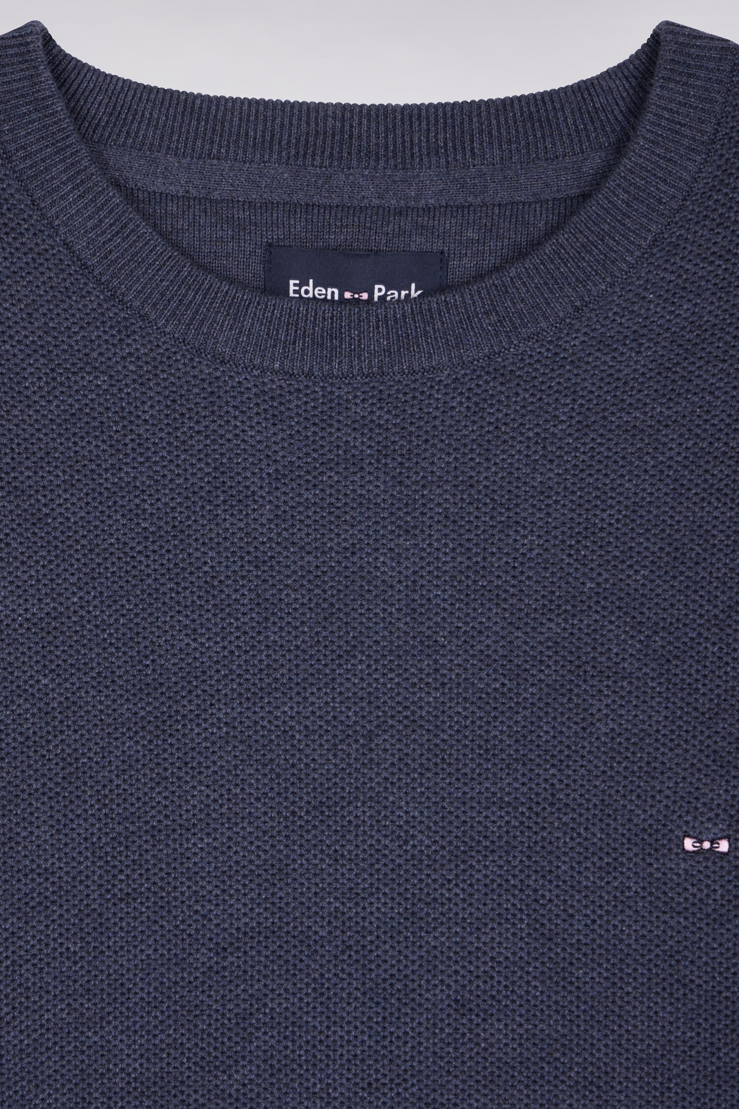 Pull col rond en coton bleu foncé - Image 6