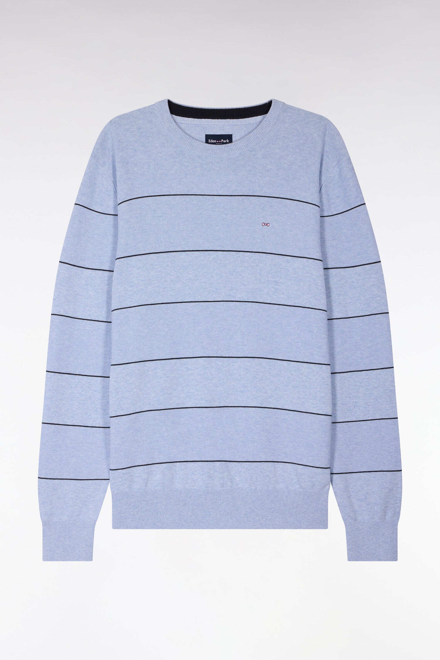 Pull col rond en coton ciel rayé - Image 2