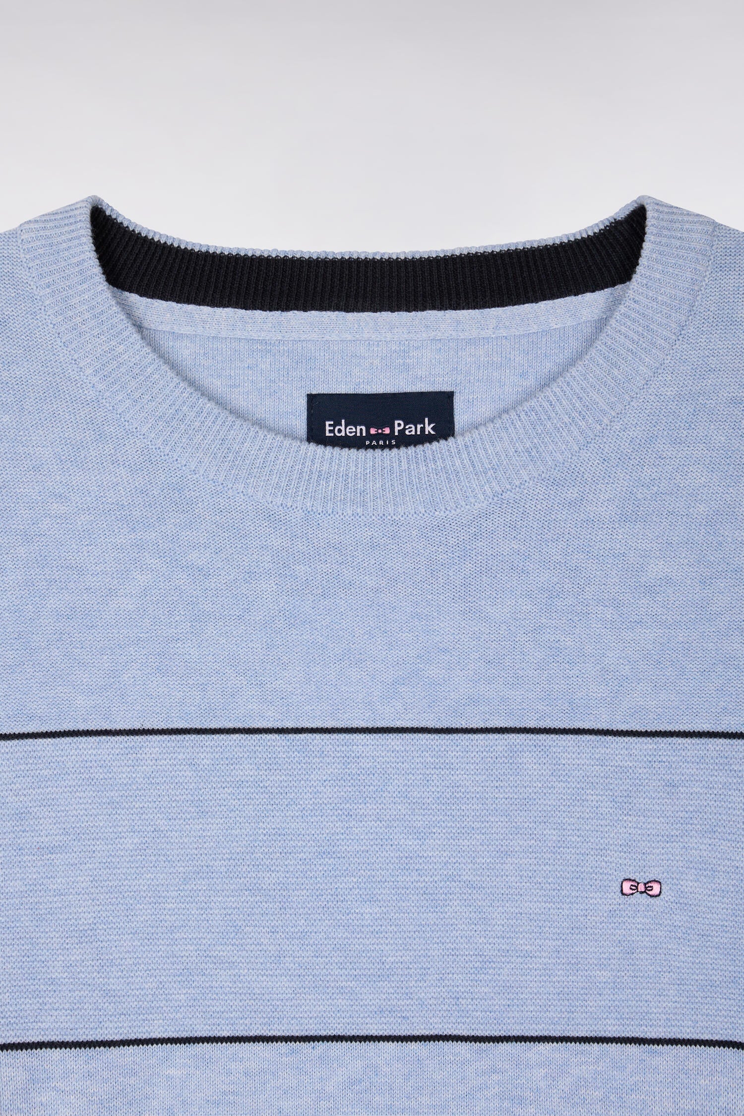 Pull col rond en coton ciel rayé - Image 6