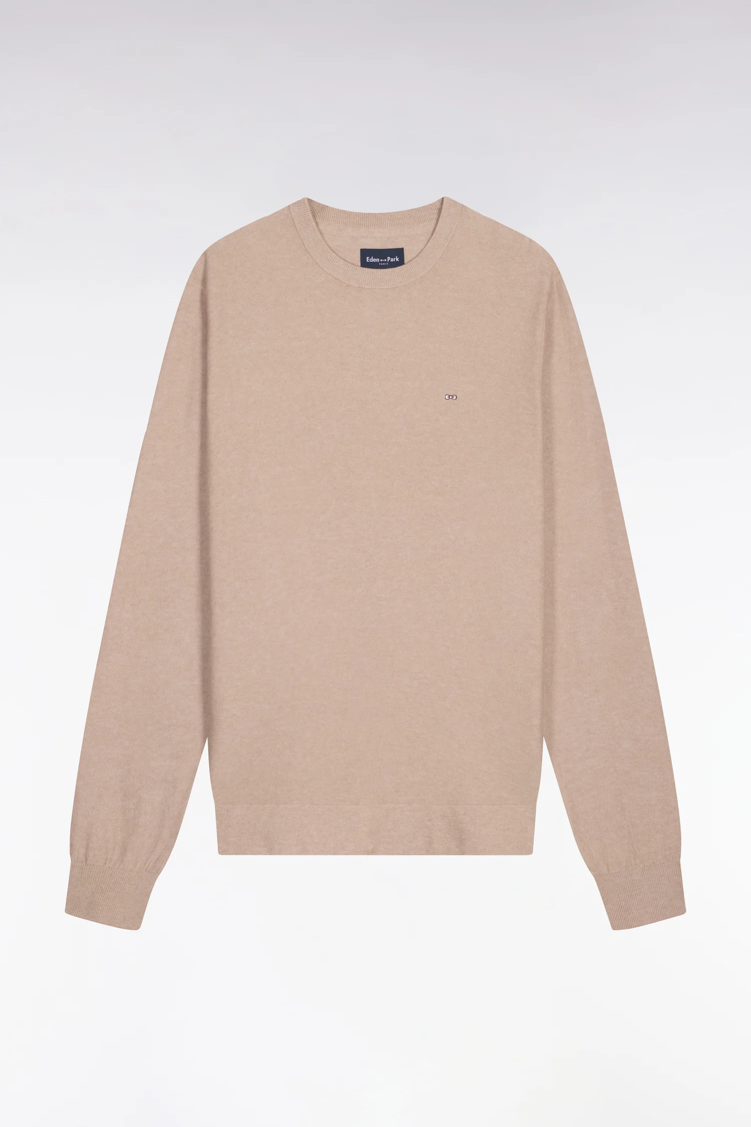 Pull col rond en coton et lyocell mélangés beige - Image 2