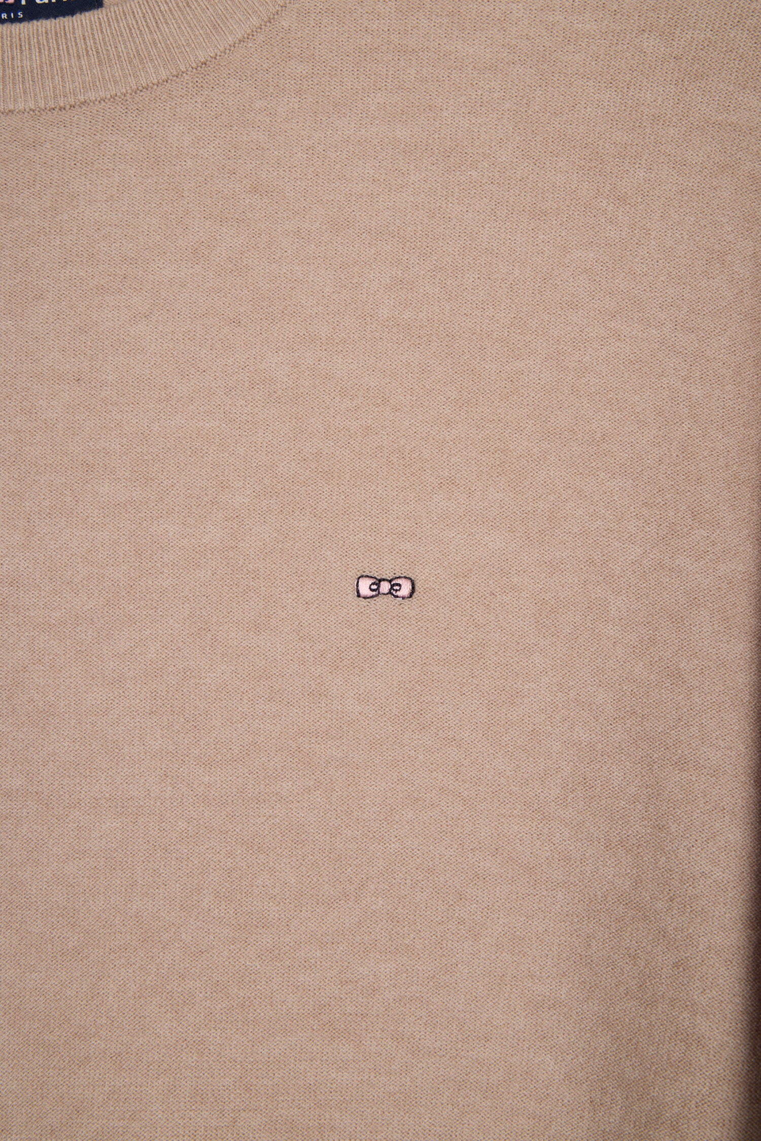 Pull col rond en coton et lyocell mélangés beige - Image 6