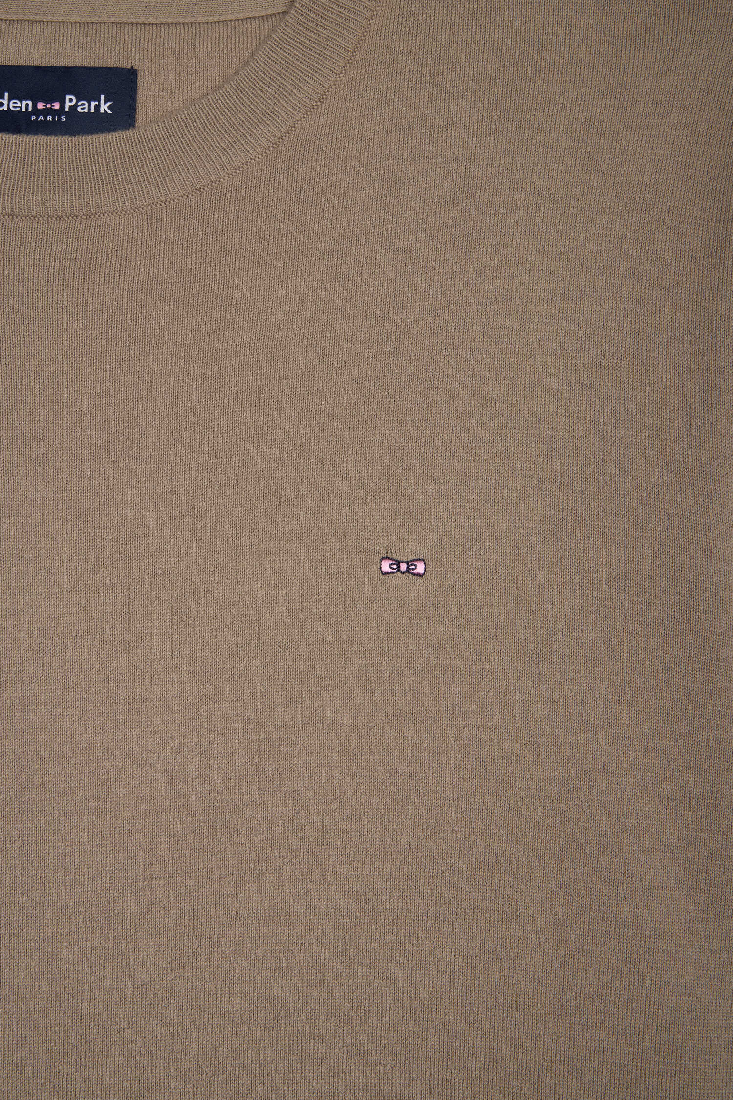 Pull col rond en coton et soie mélangés beige - Image 6