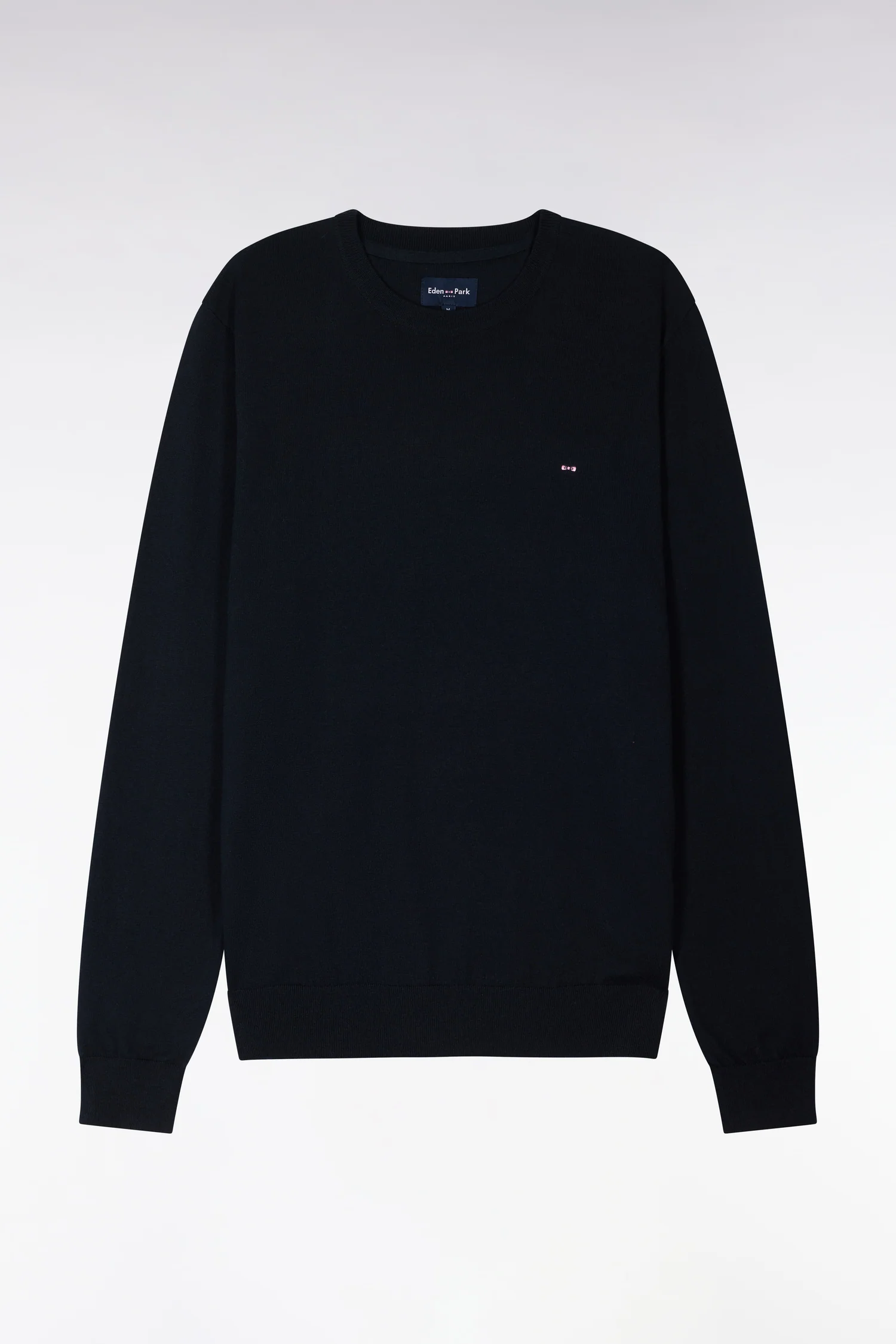 Pull col rond en coton et soie mélangés marine - Image 2