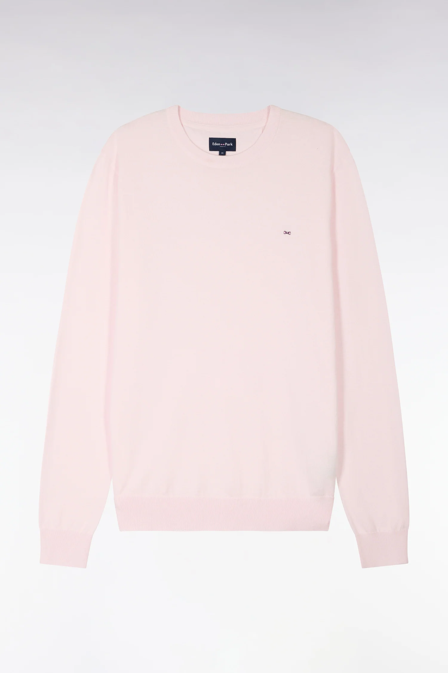 Pull col rond en coton et soie mélangés rose - Image 2