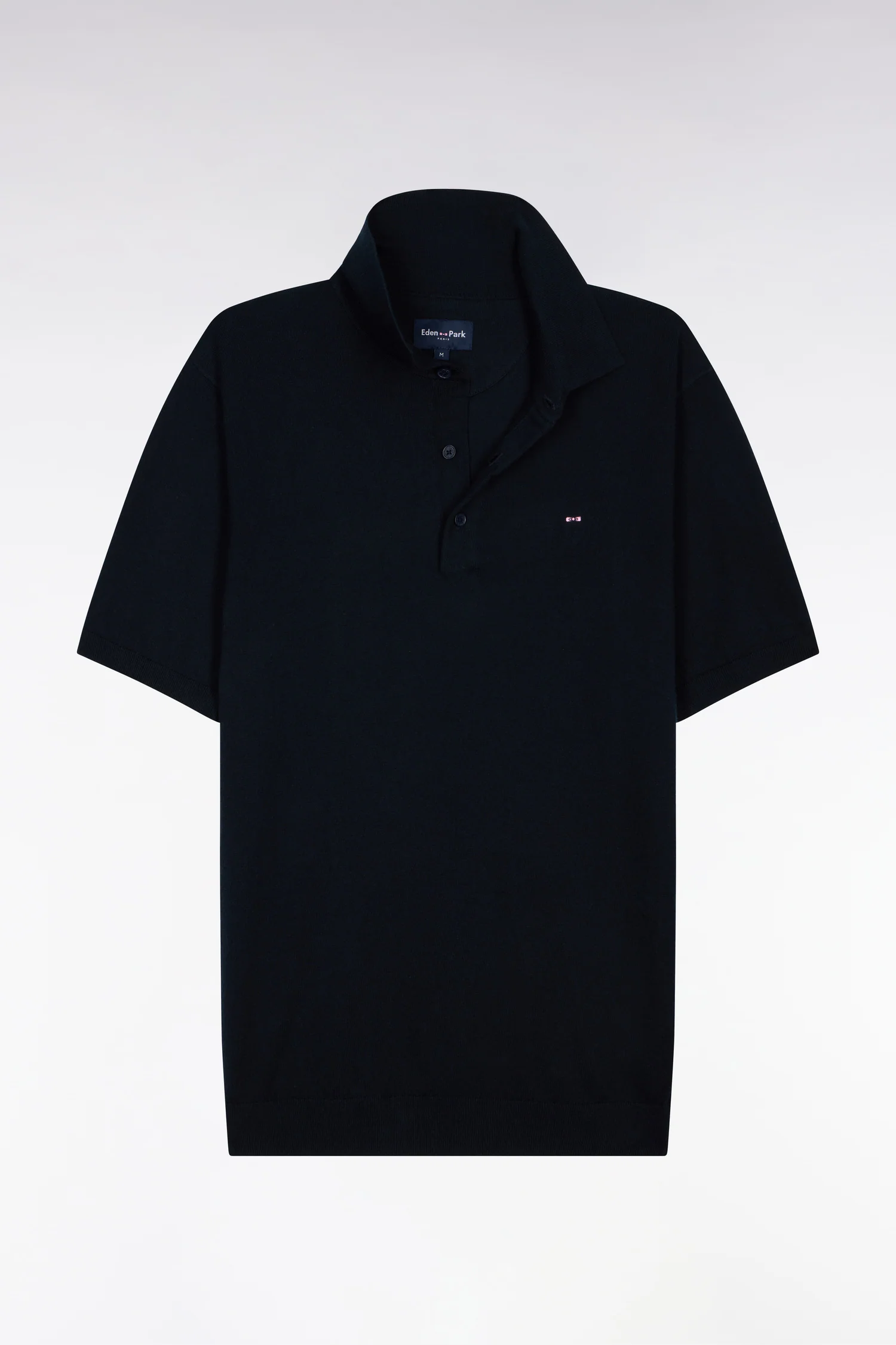 Pull manches courtes col polo en coton et soie mélangés marine - Image 2