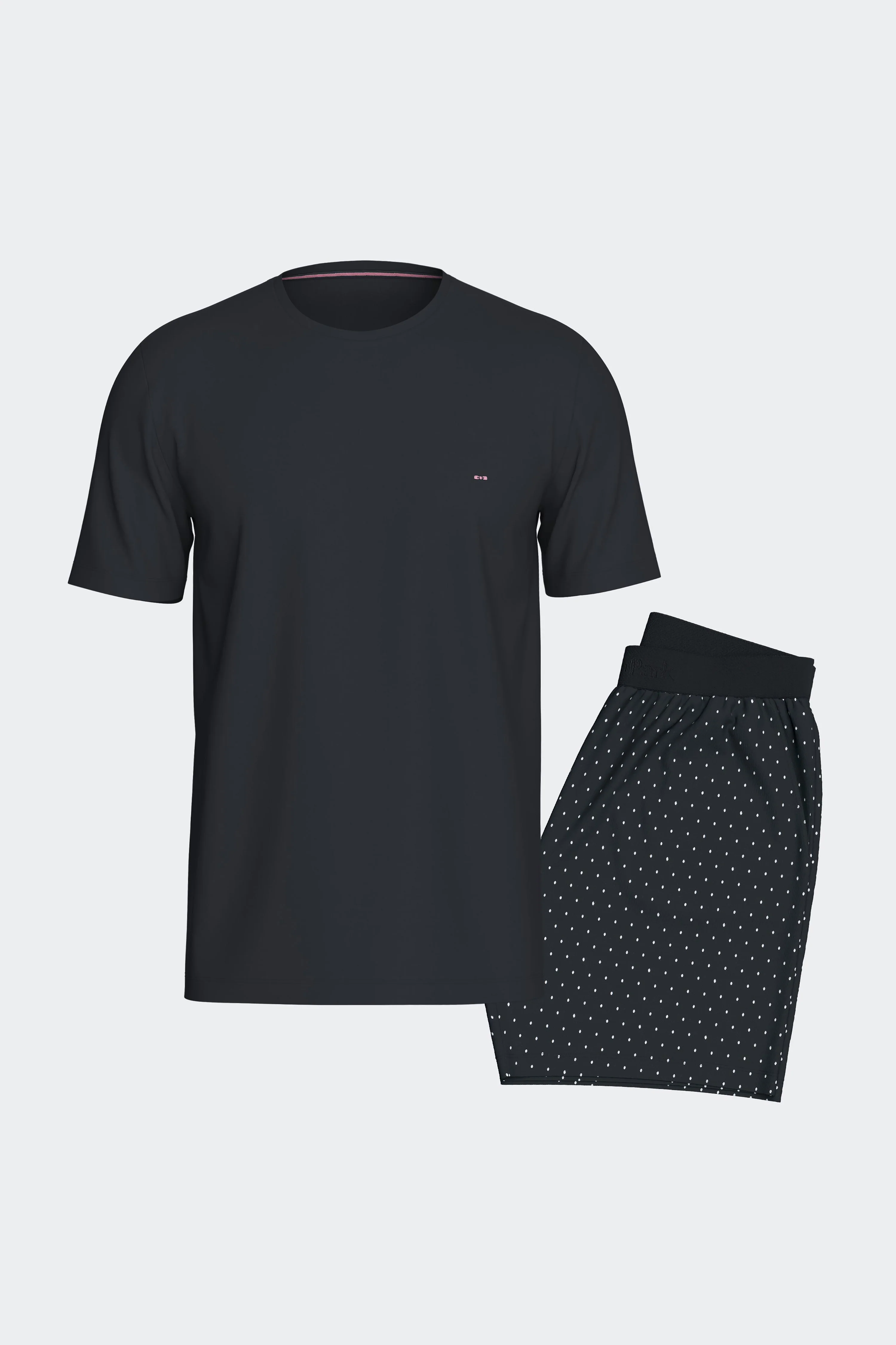 Pyjama court en coton marine