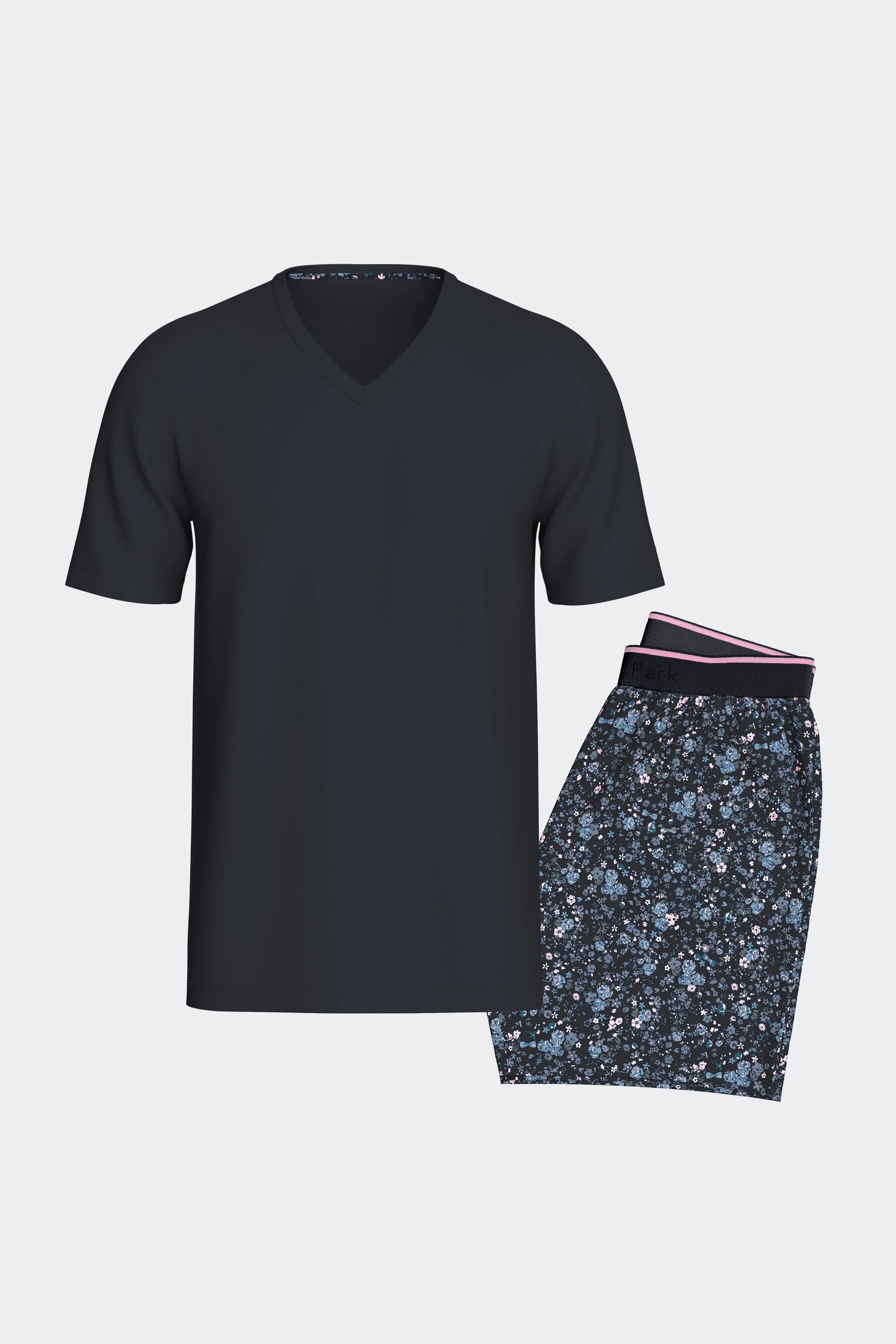 Pyjama court en coton marine short imprimé