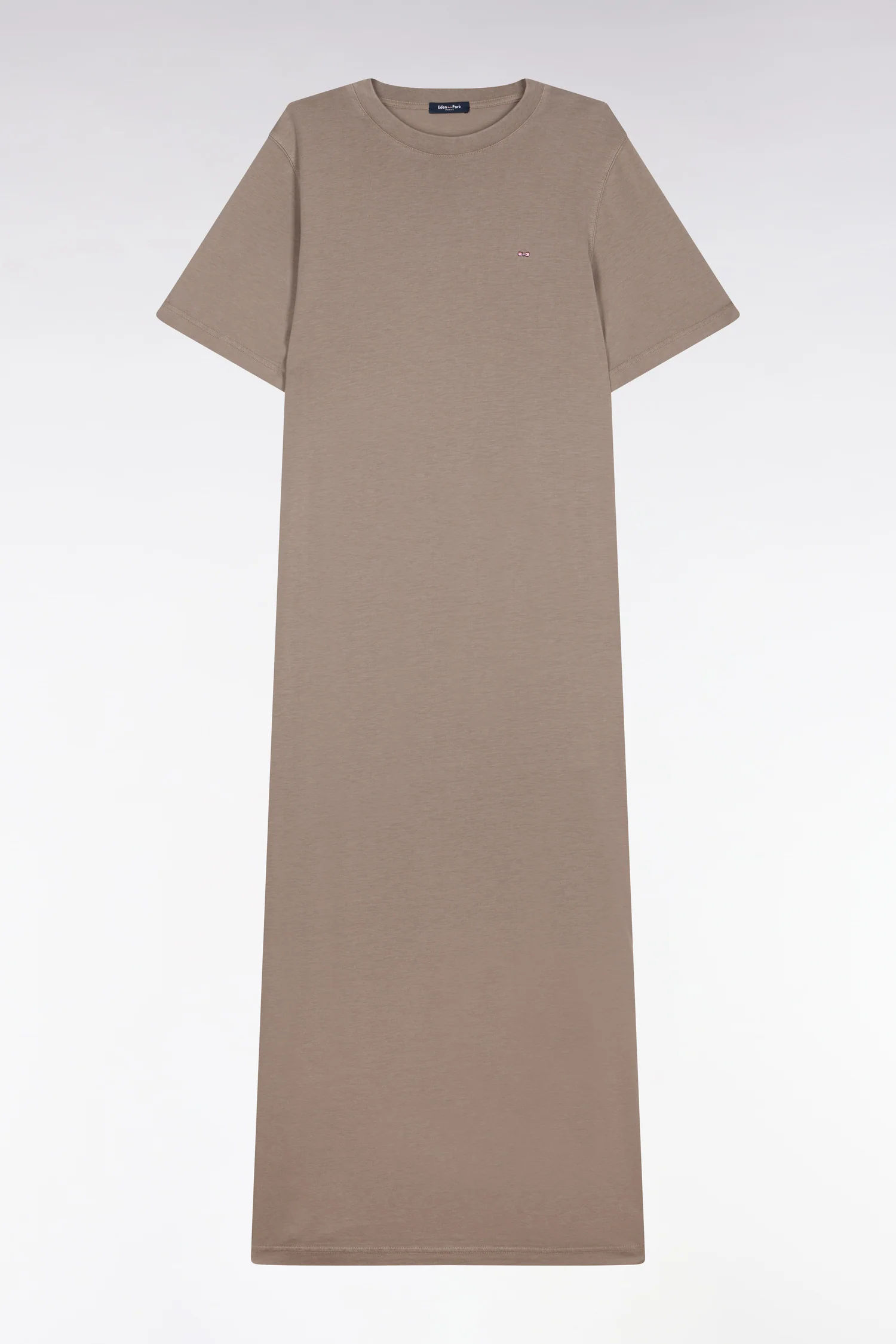Robe T-shirt en lyocell et coton beige coupe droite - Image 2